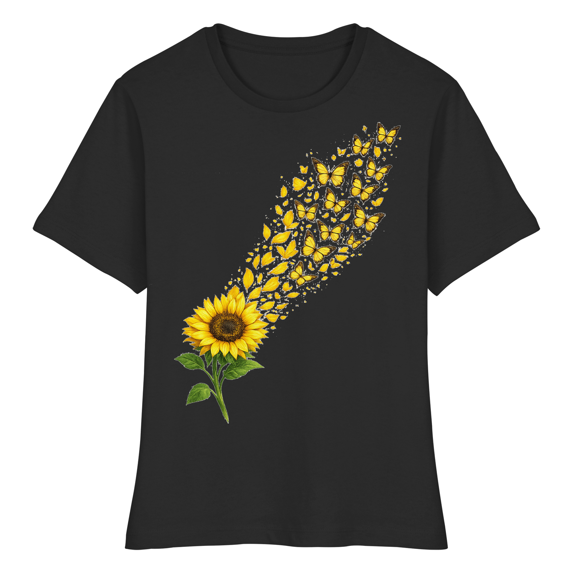 Sonnenblume Schmetterlinge Natur Geschenk - Fitted Ladies Organic Shirt