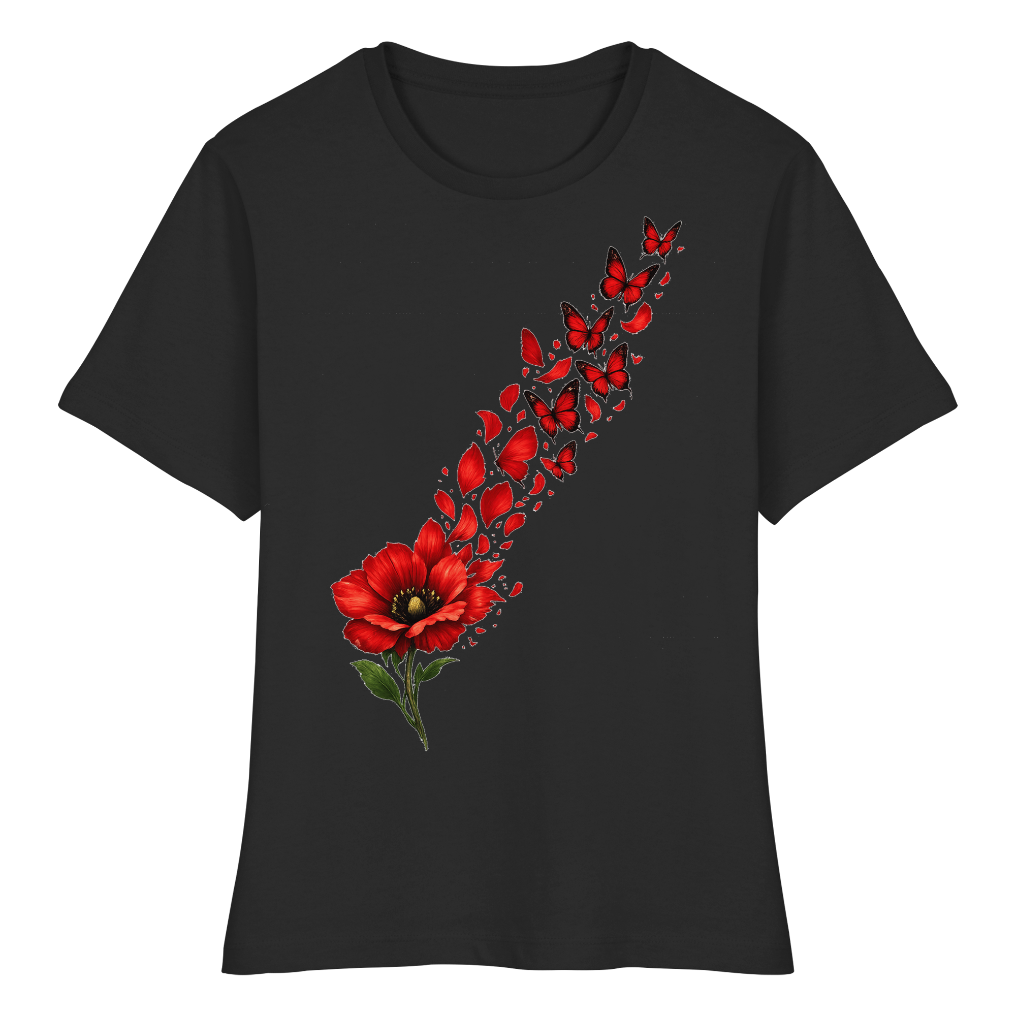 Blume Schmetterlinge Natur Geschenk - Fitted Ladies Organic Shirt