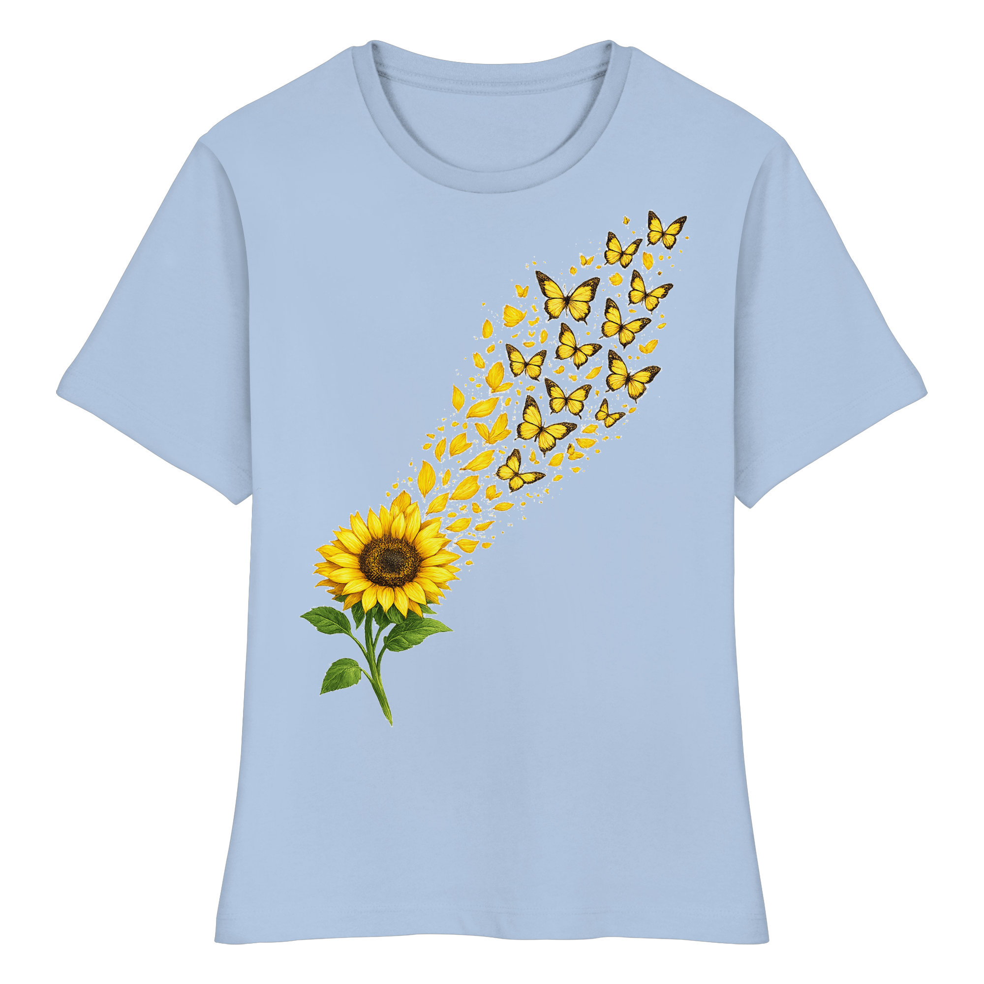 Sonnenblume Schmetterlinge Natur Geschenk - Fitted Ladies Organic Shirt