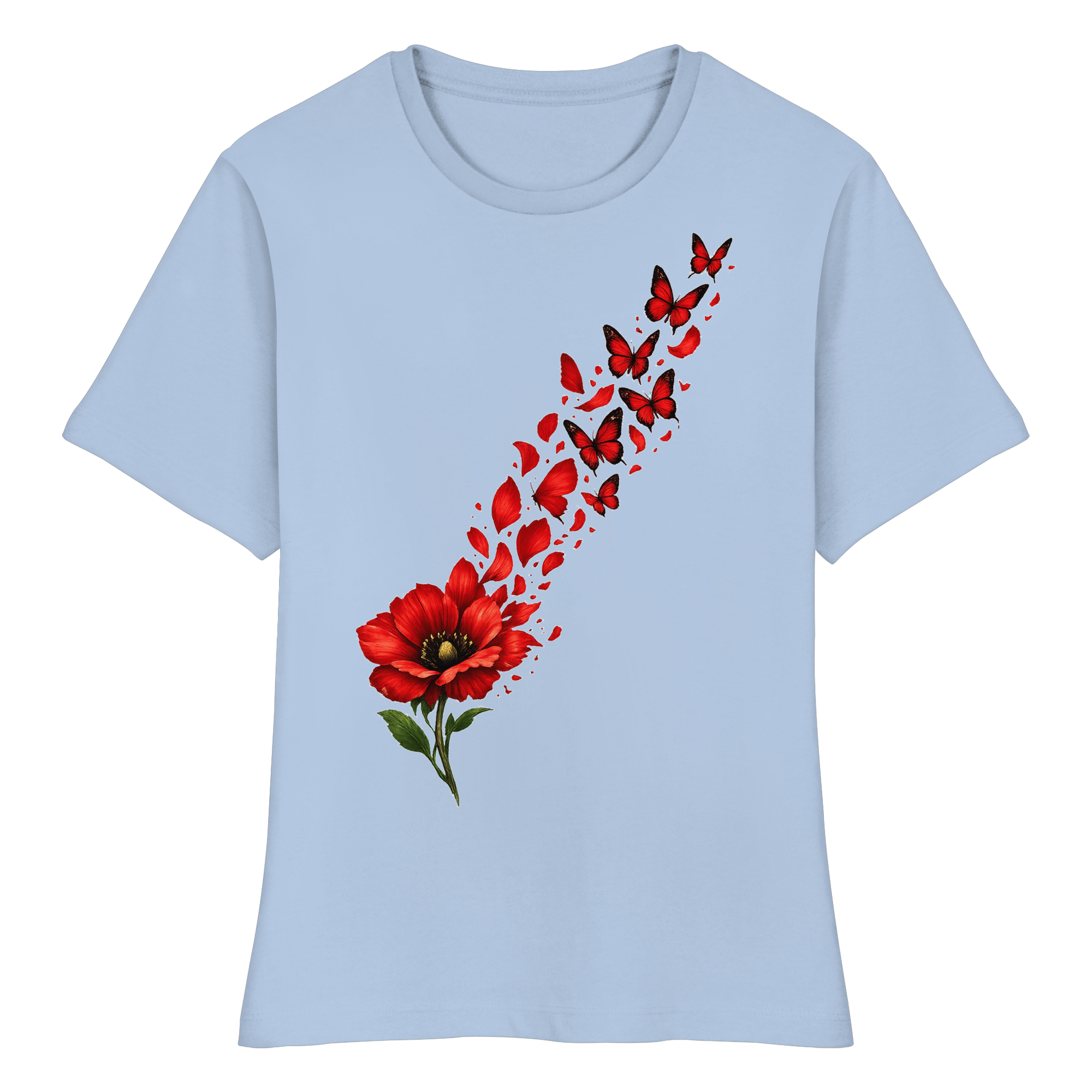 Blume Schmetterlinge Natur Geschenk - Fitted Ladies Organic Shirt
