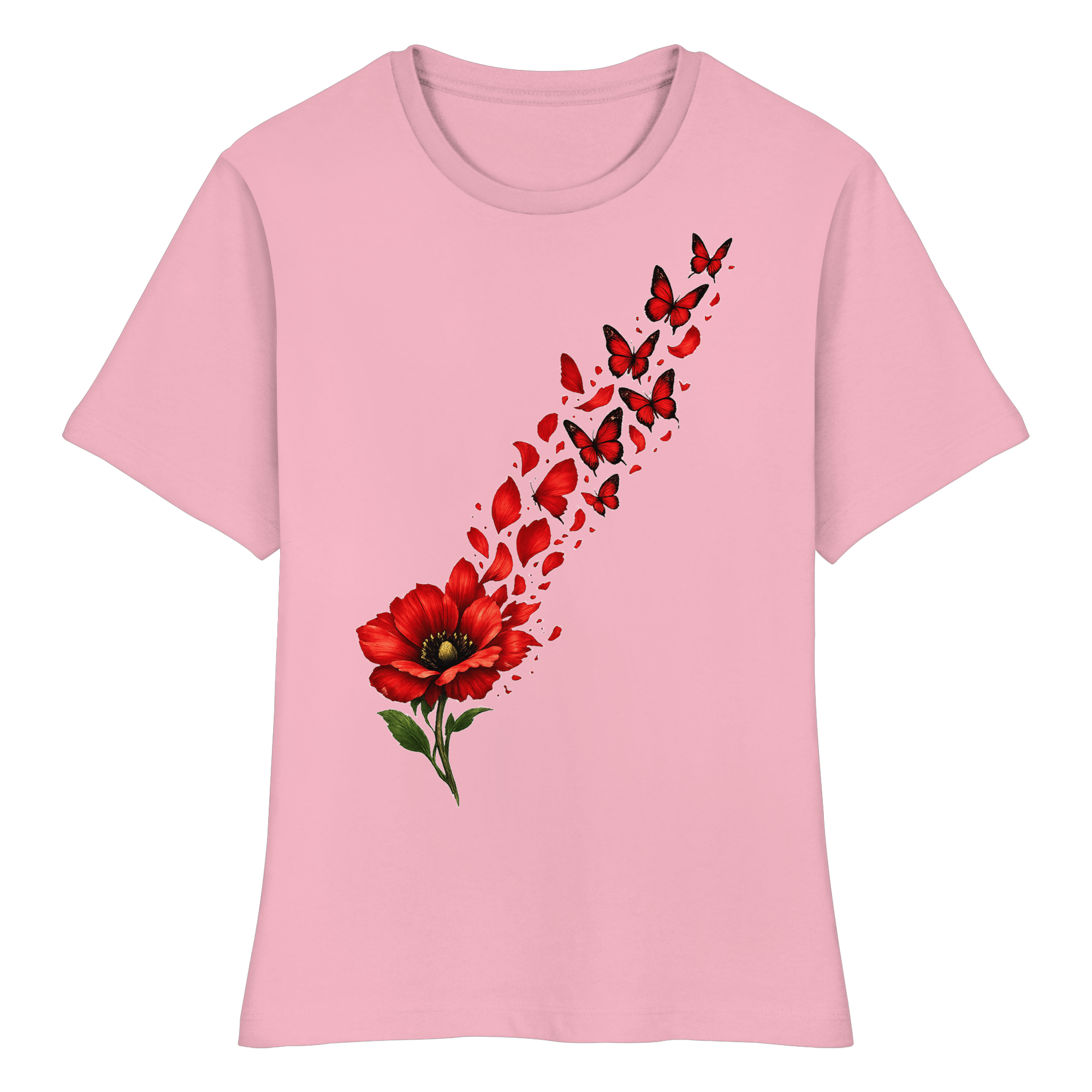 Blume Schmetterlinge Natur Geschenk - Fitted Ladies Organic Shirt