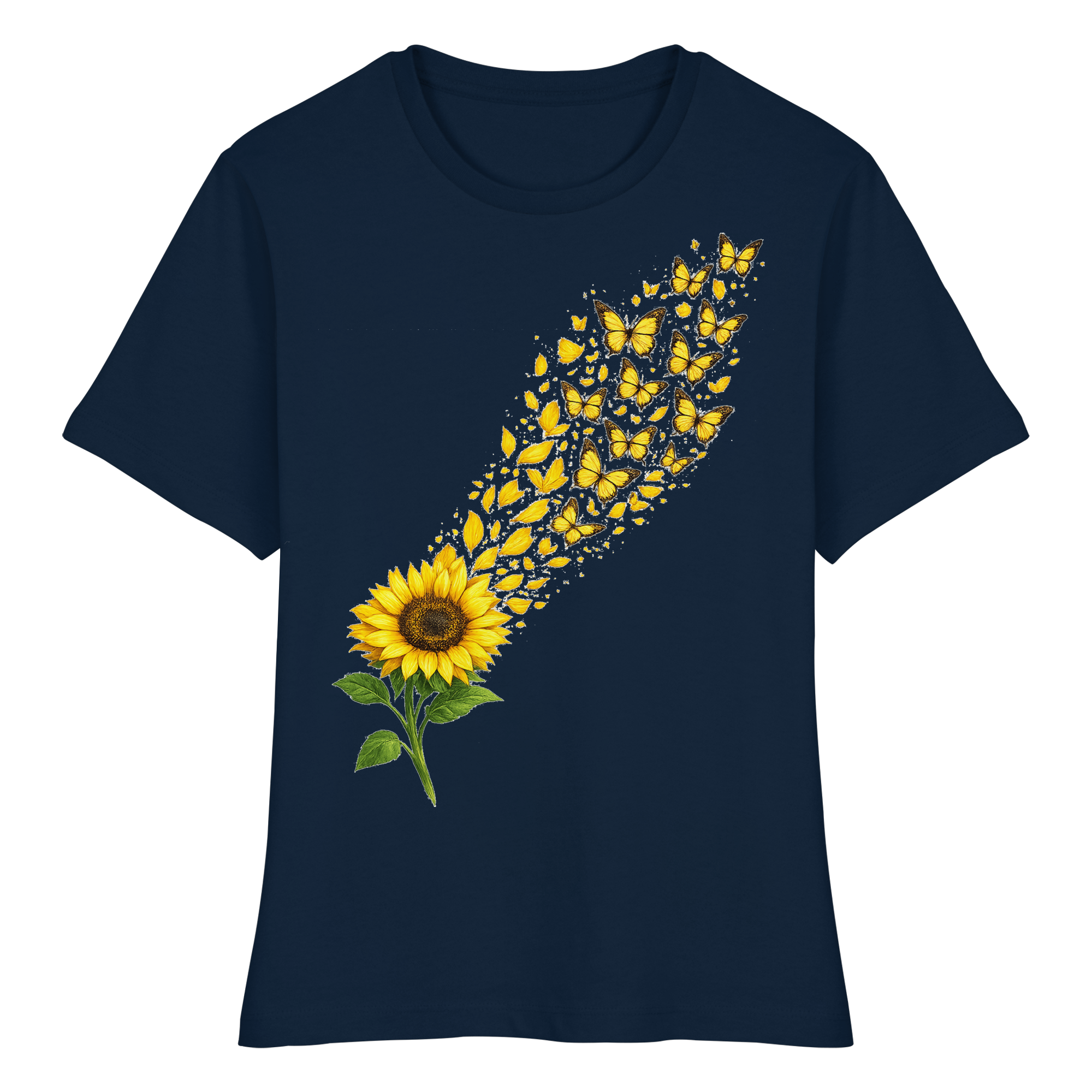 Sonnenblume Schmetterlinge Natur Geschenk - Fitted Ladies Organic Shirt