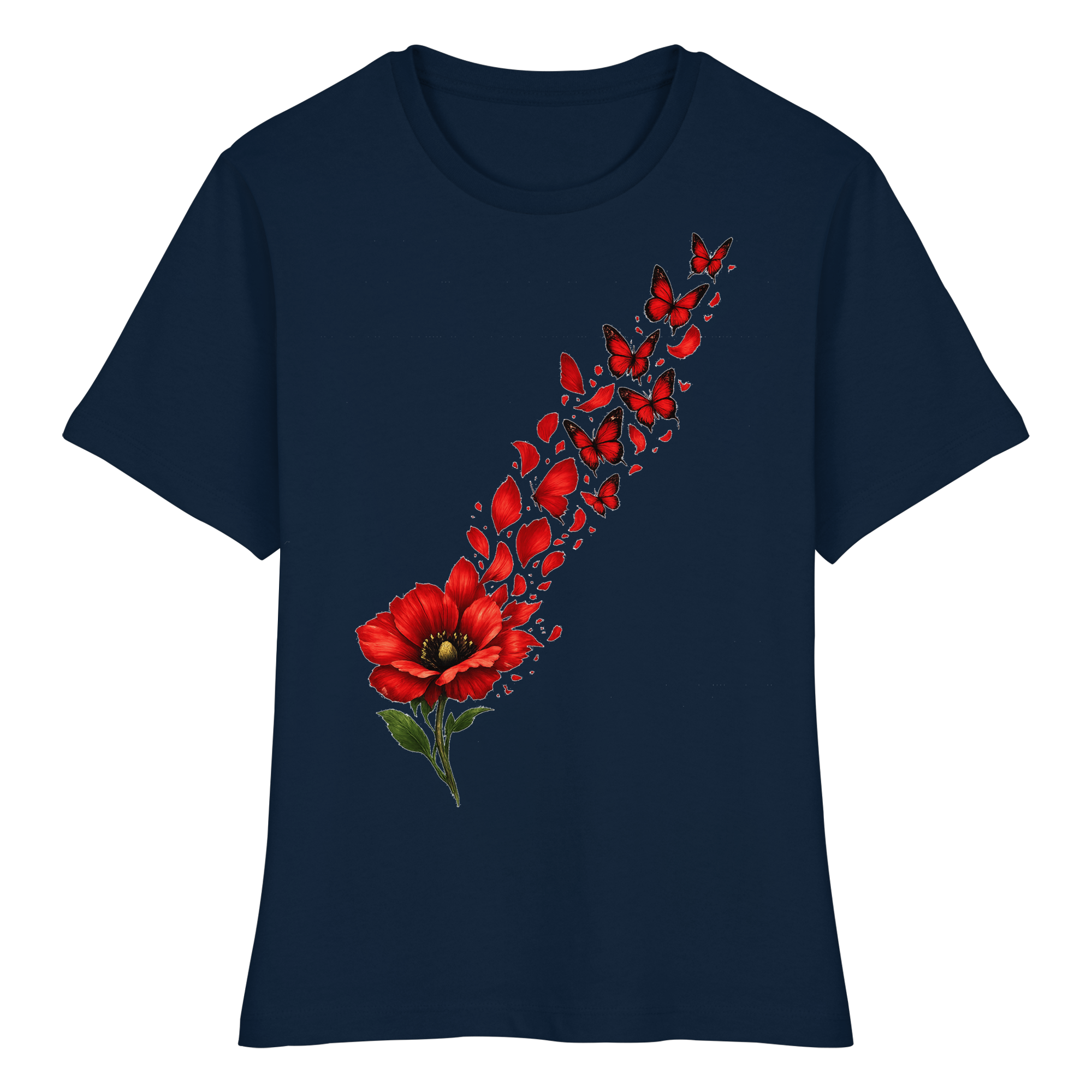 Blume Schmetterlinge Natur Geschenk - Fitted Ladies Organic Shirt