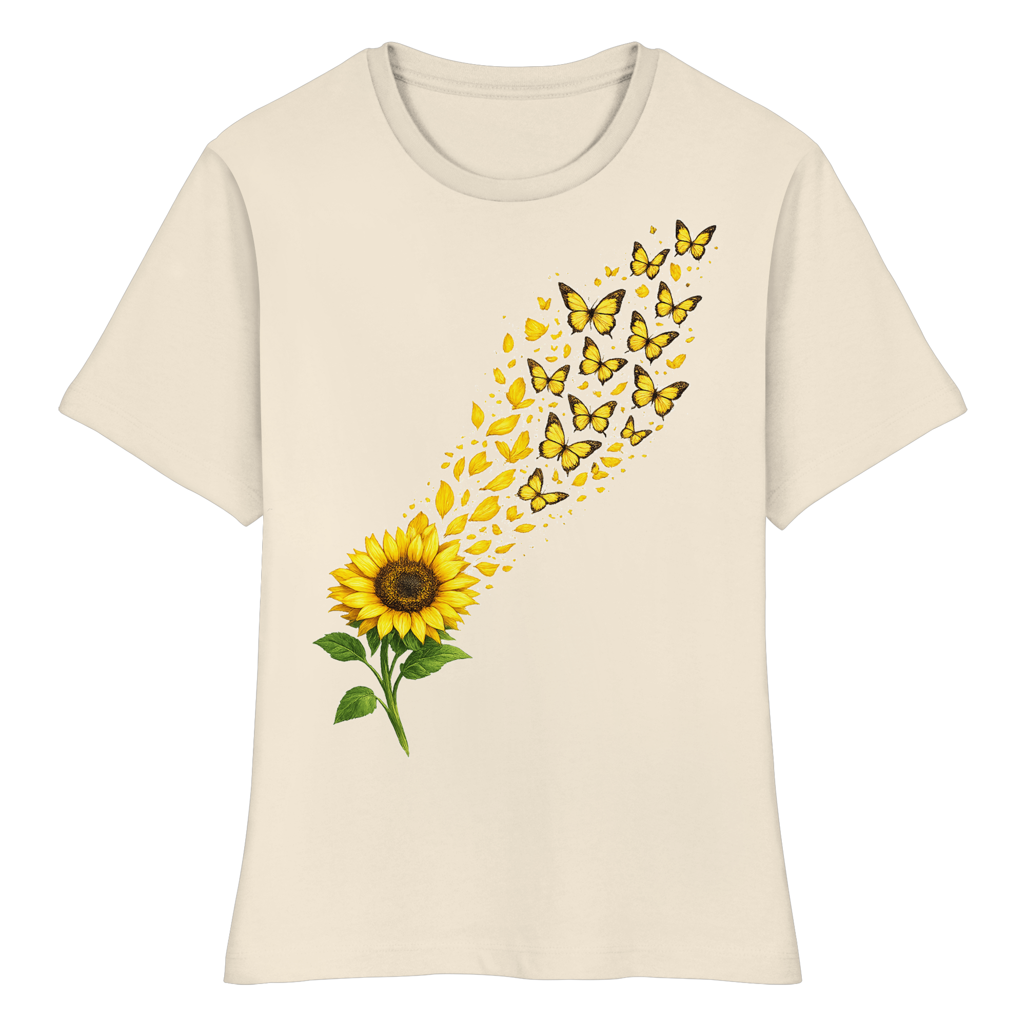 Sonnenblume Schmetterlinge Natur Geschenk - Fitted Ladies Organic Shirt