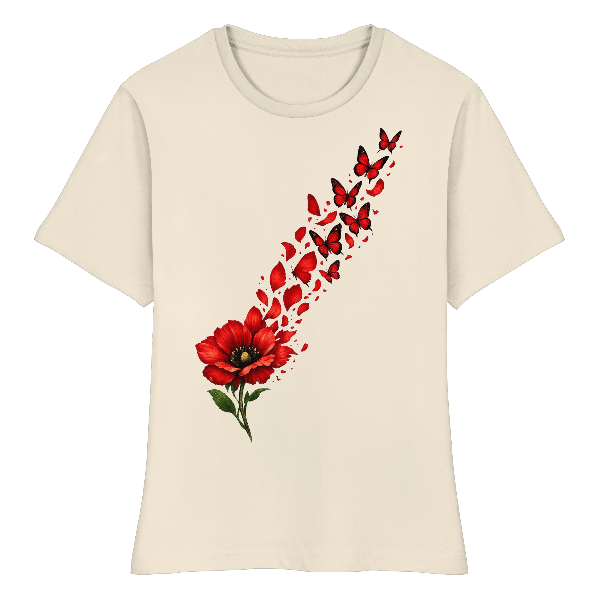 Blume Schmetterlinge Natur Geschenk - Fitted Ladies Organic Shirt