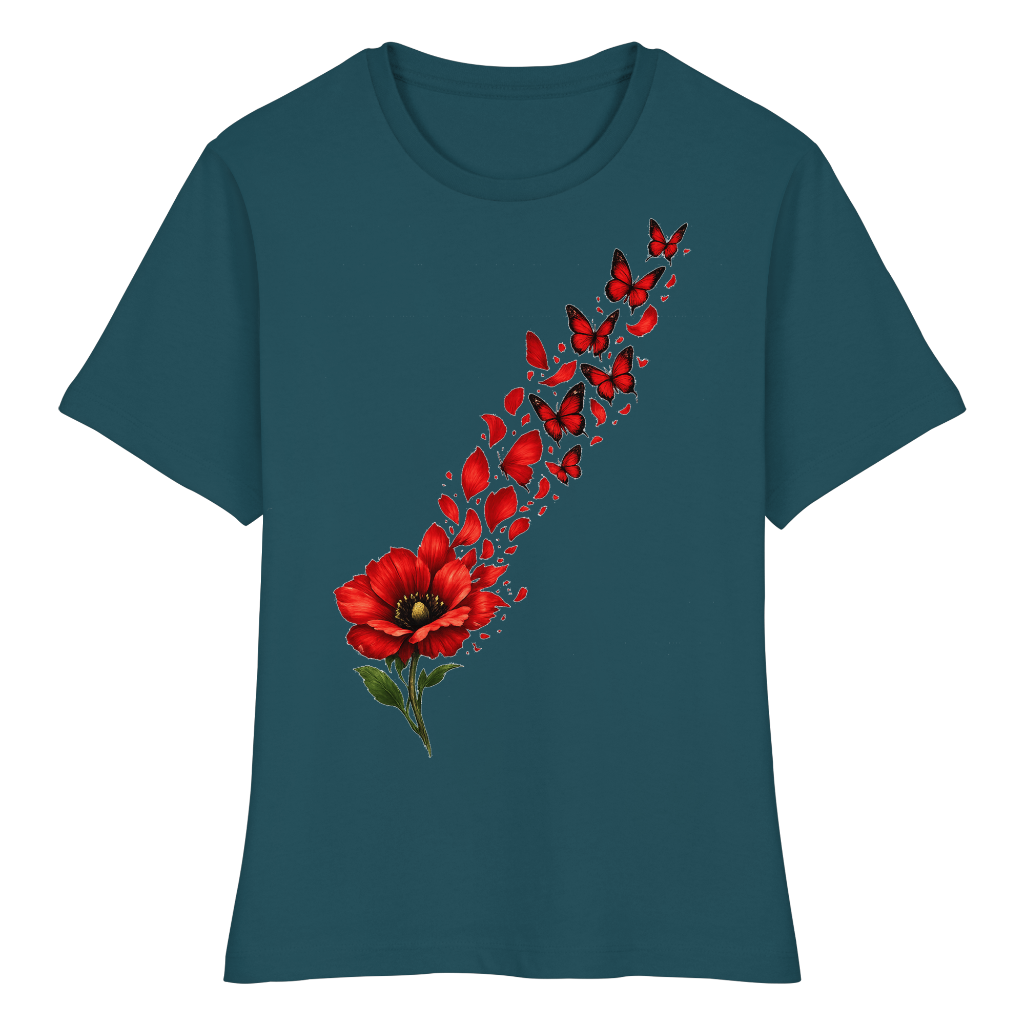 Blume Schmetterlinge Natur Geschenk - Fitted Ladies Organic Shirt