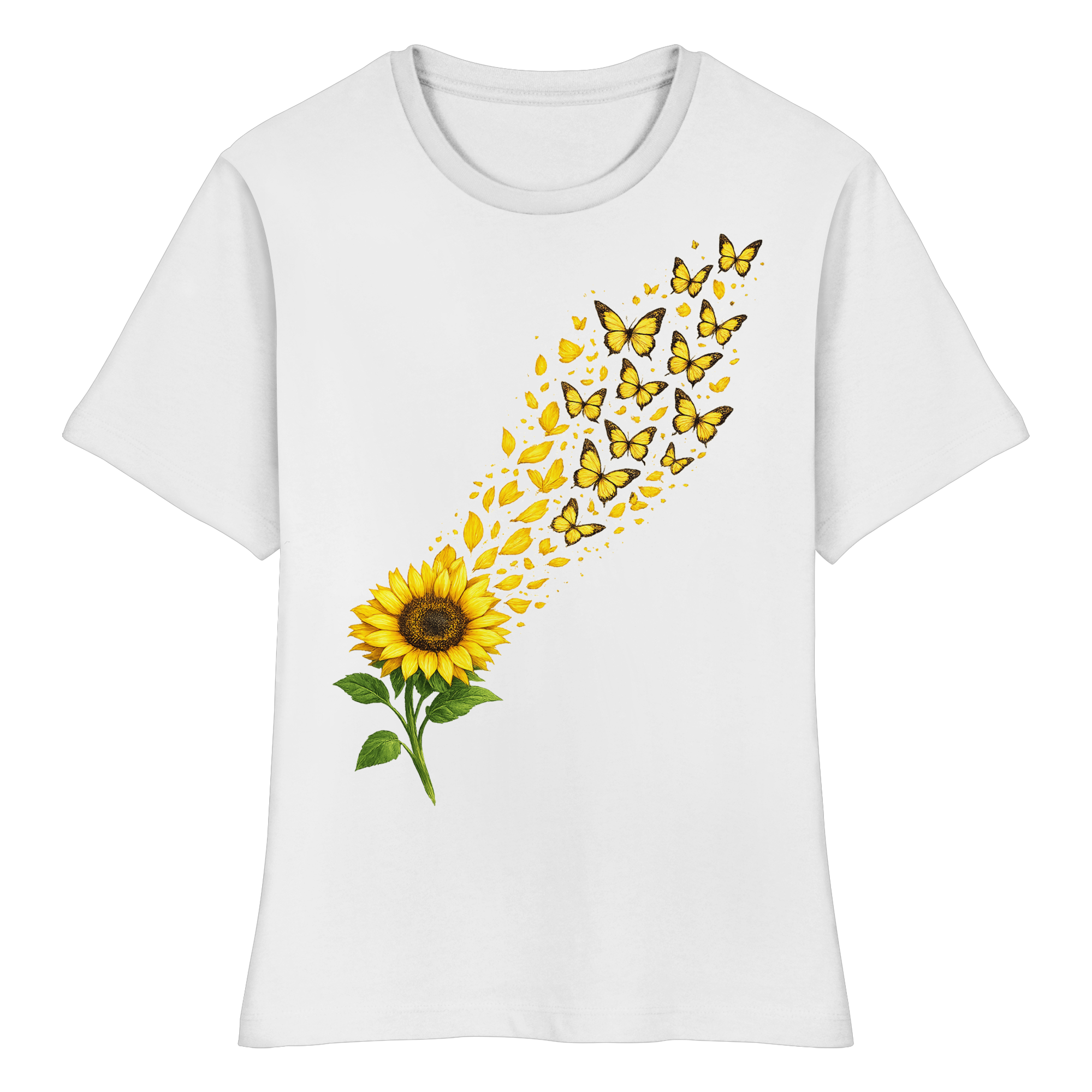 Sonnenblume Schmetterlinge Natur Geschenk - Fitted Ladies Organic Shirt