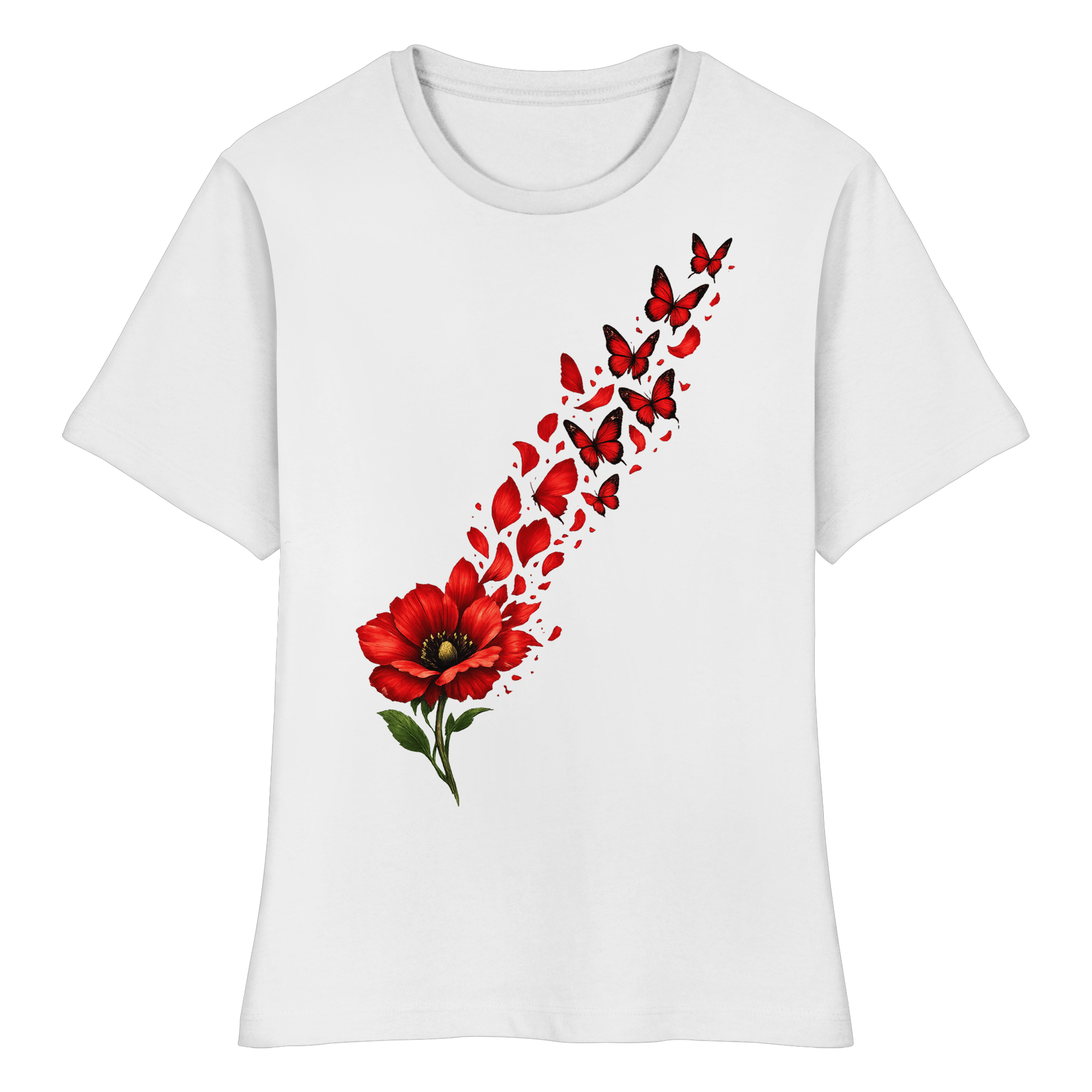 Blume Schmetterlinge Natur Geschenk - Fitted Ladies Organic Shirt