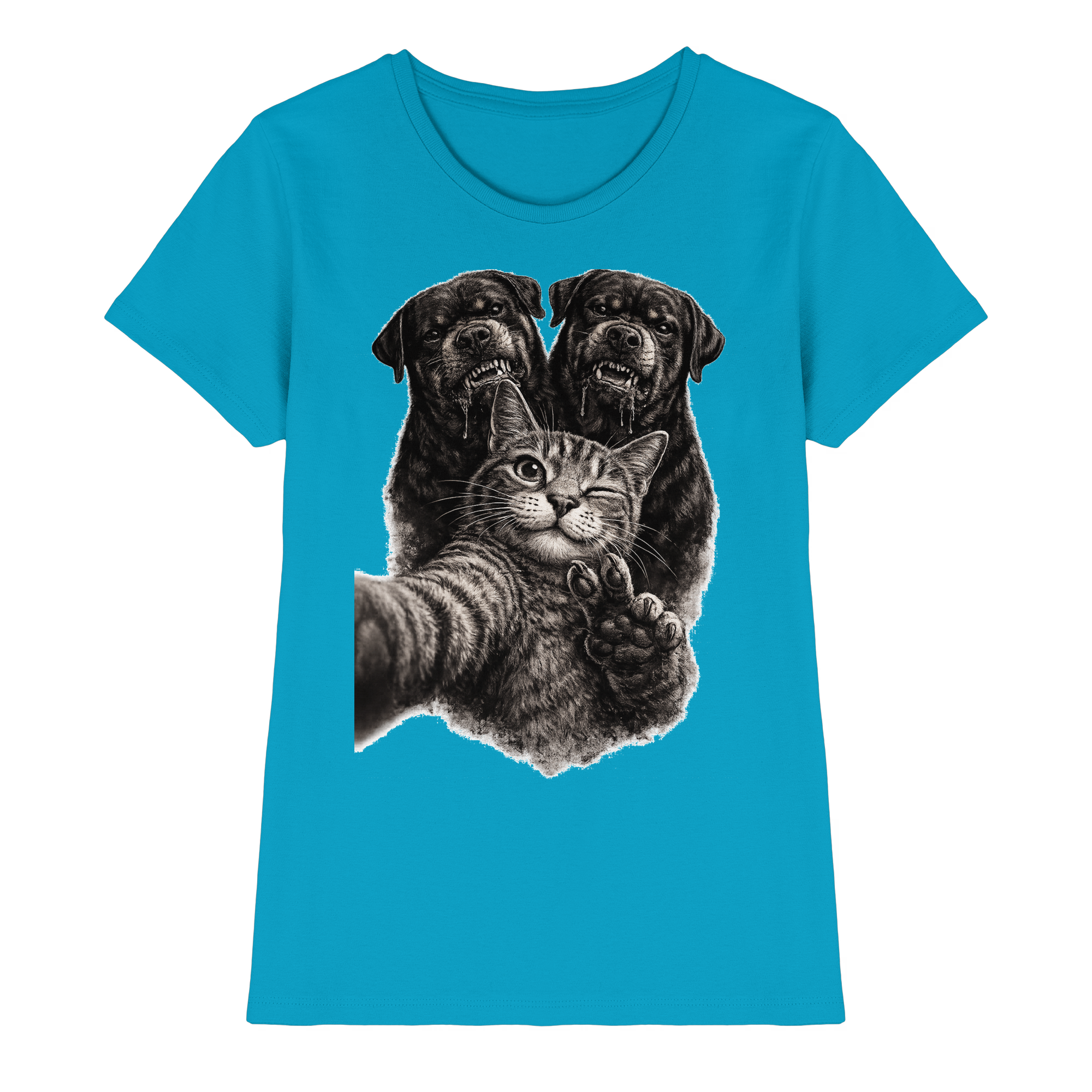 Rottweiler Katze Selfie Geschenk Lustig - Damen Premium Shirt