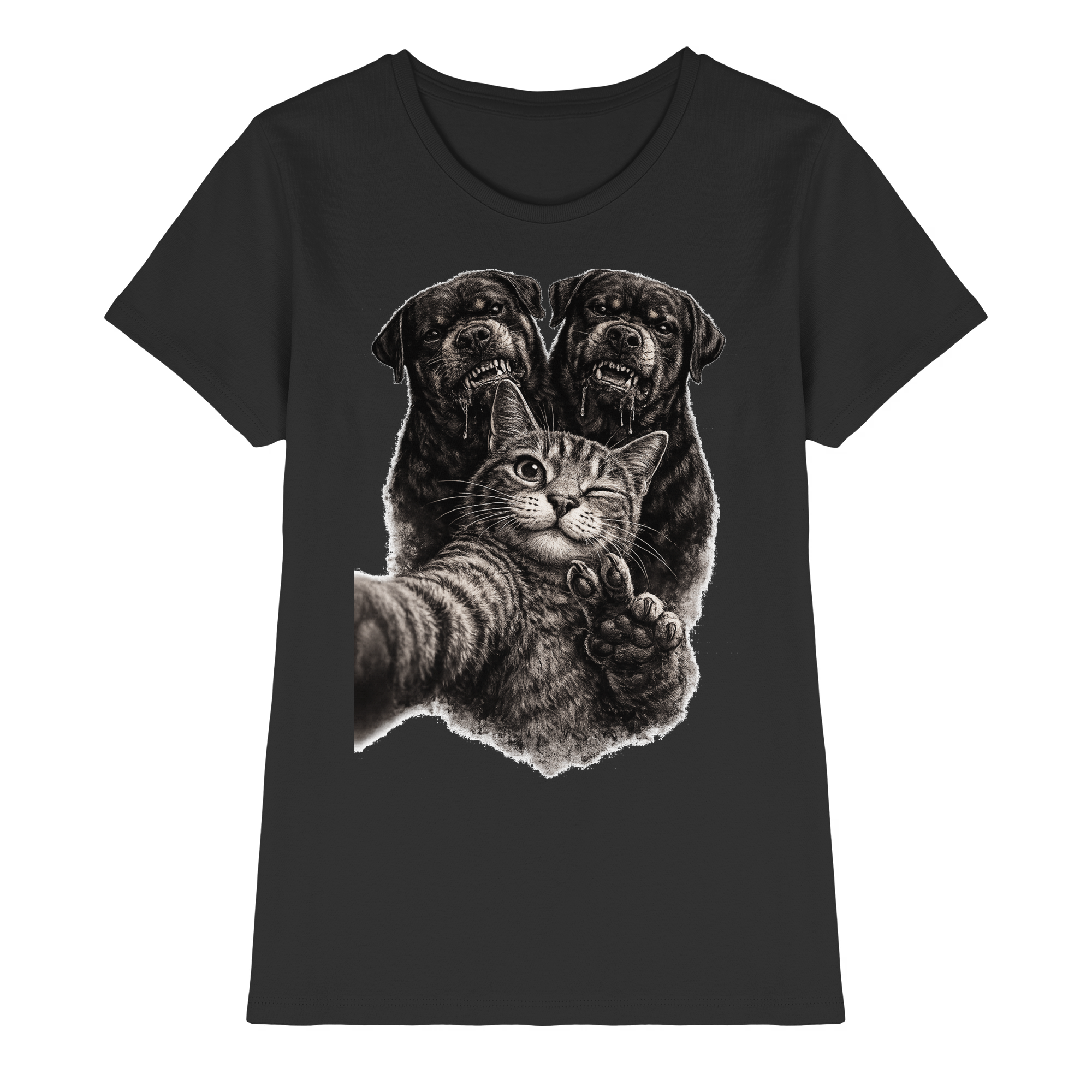 Rottweiler Katze Selfie Geschenk Lustig - Damen Premium Shirt