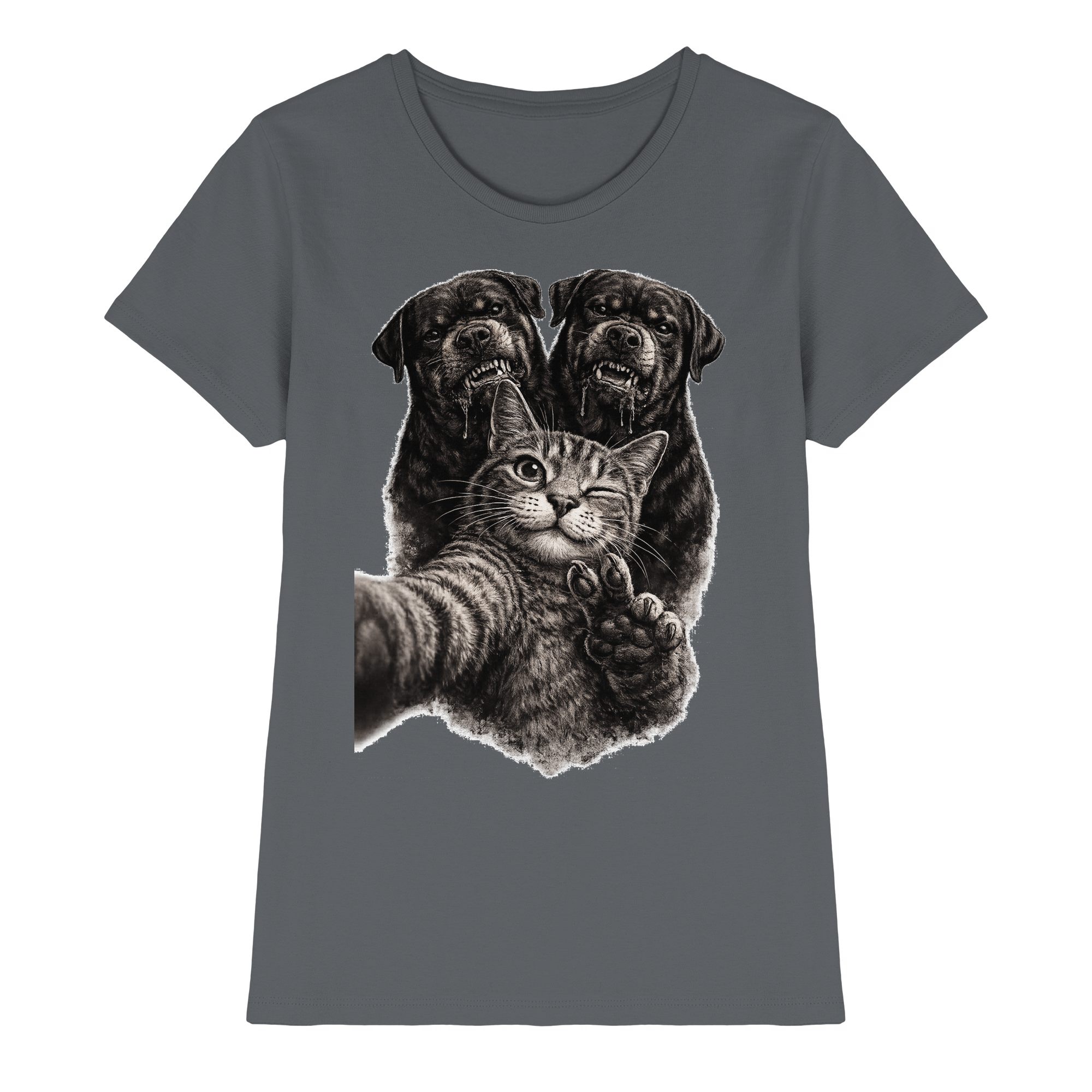 Rottweiler Katze Selfie Geschenk Lustig - Damen Premium Shirt