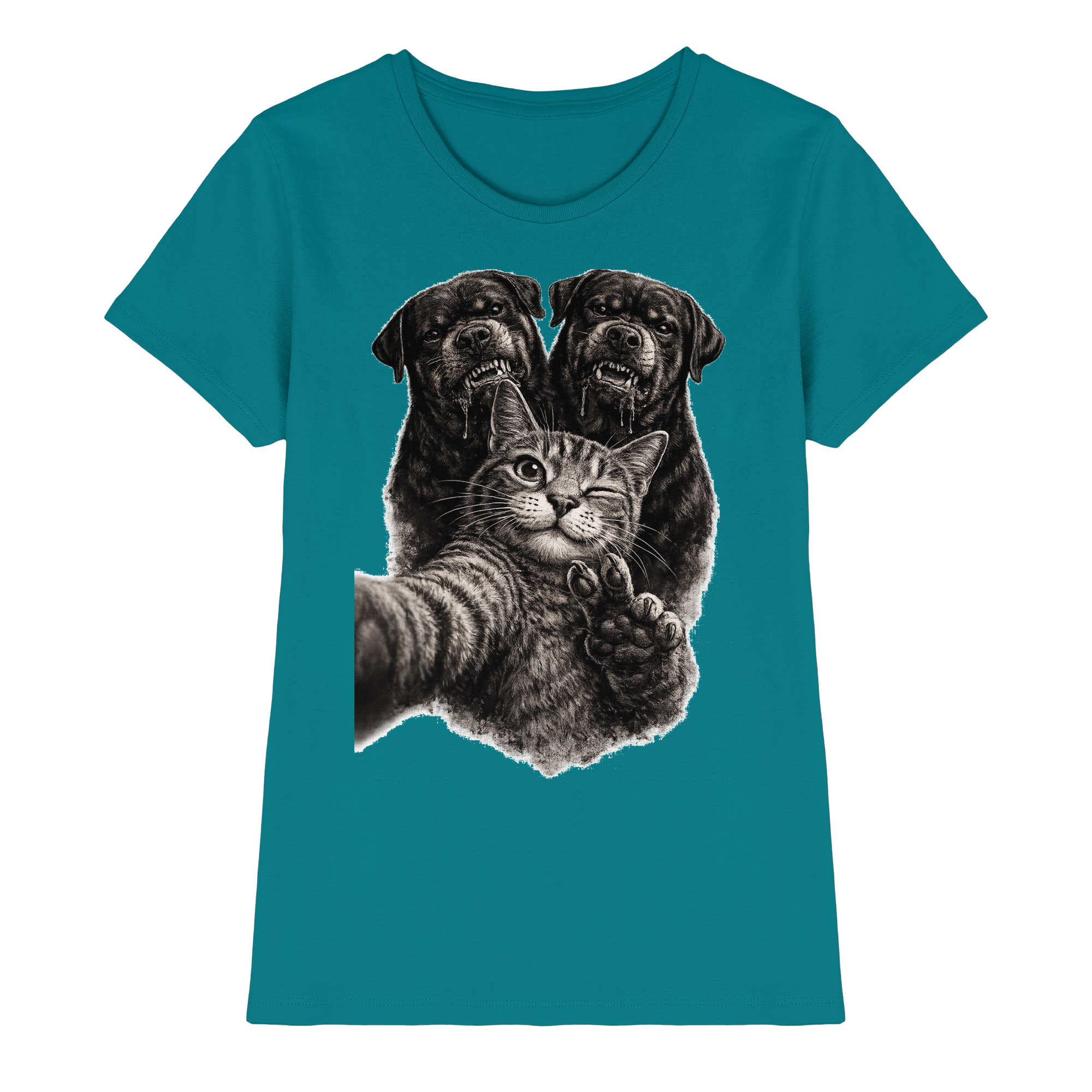 Rottweiler Katze Selfie Geschenk Lustig - Damen Premium Shirt