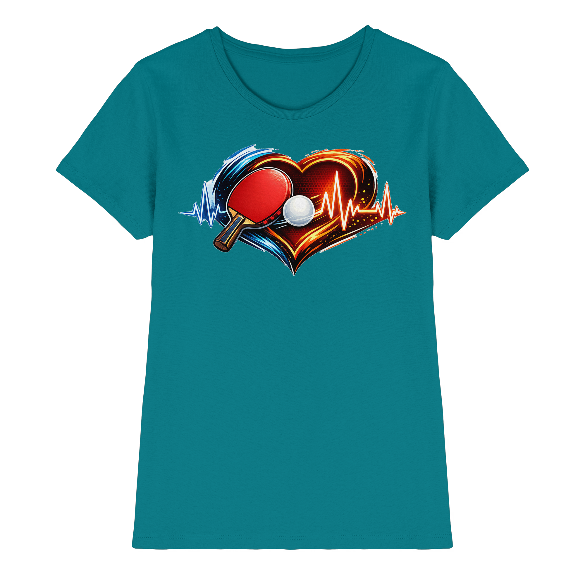 Tischtennis EKG Herz Geschenk - Damen Premium Shirt