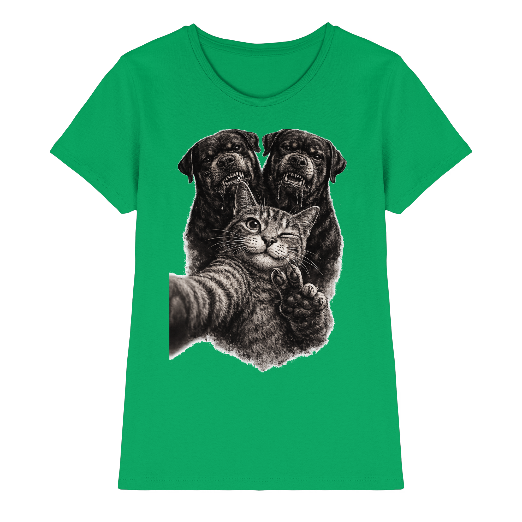 Rottweiler Katze Selfie Geschenk Lustig - Damen Premium Shirt