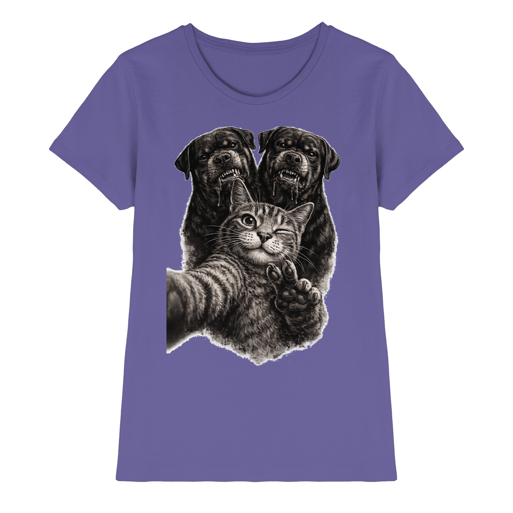 Rottweiler Katze Selfie Geschenk Lustig - Damen Premium Shirt