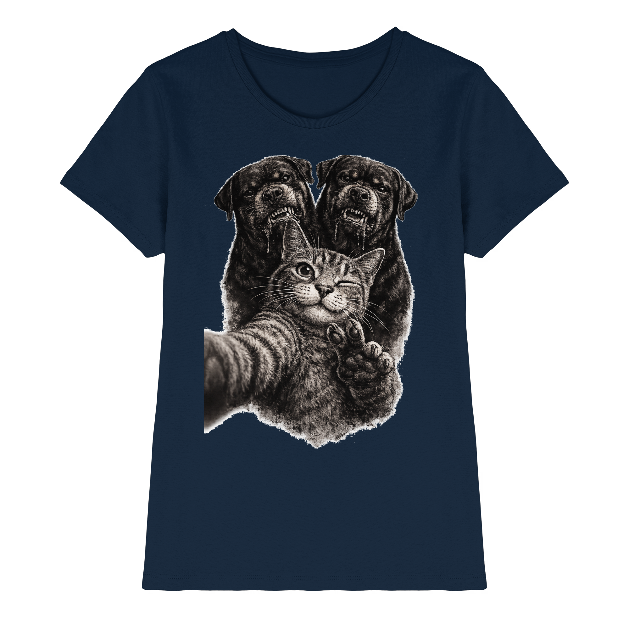 Rottweiler Katze Selfie Geschenk Lustig - Damen Premium Shirt