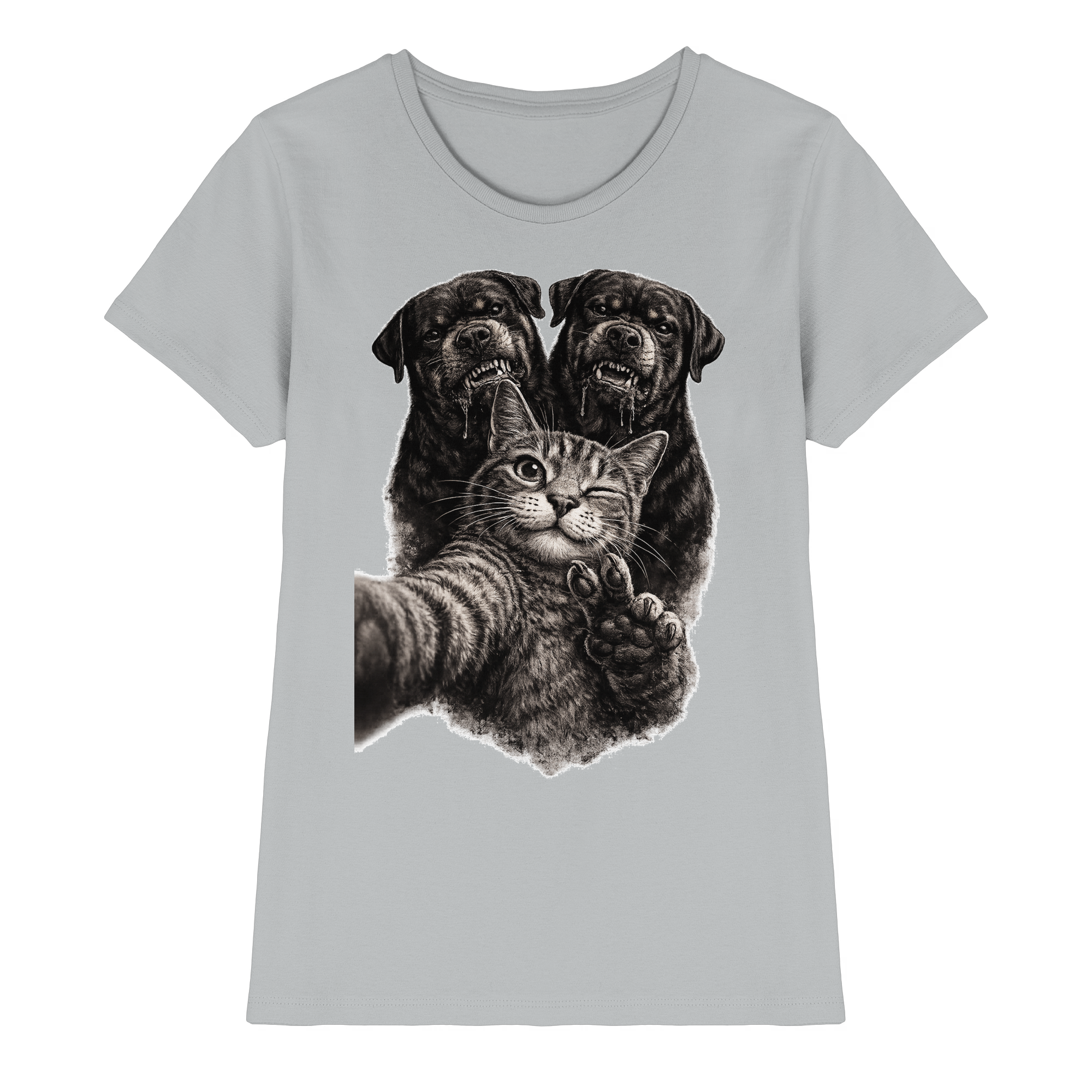 Rottweiler Katze Selfie Geschenk Lustig - Damen Premium Shirt