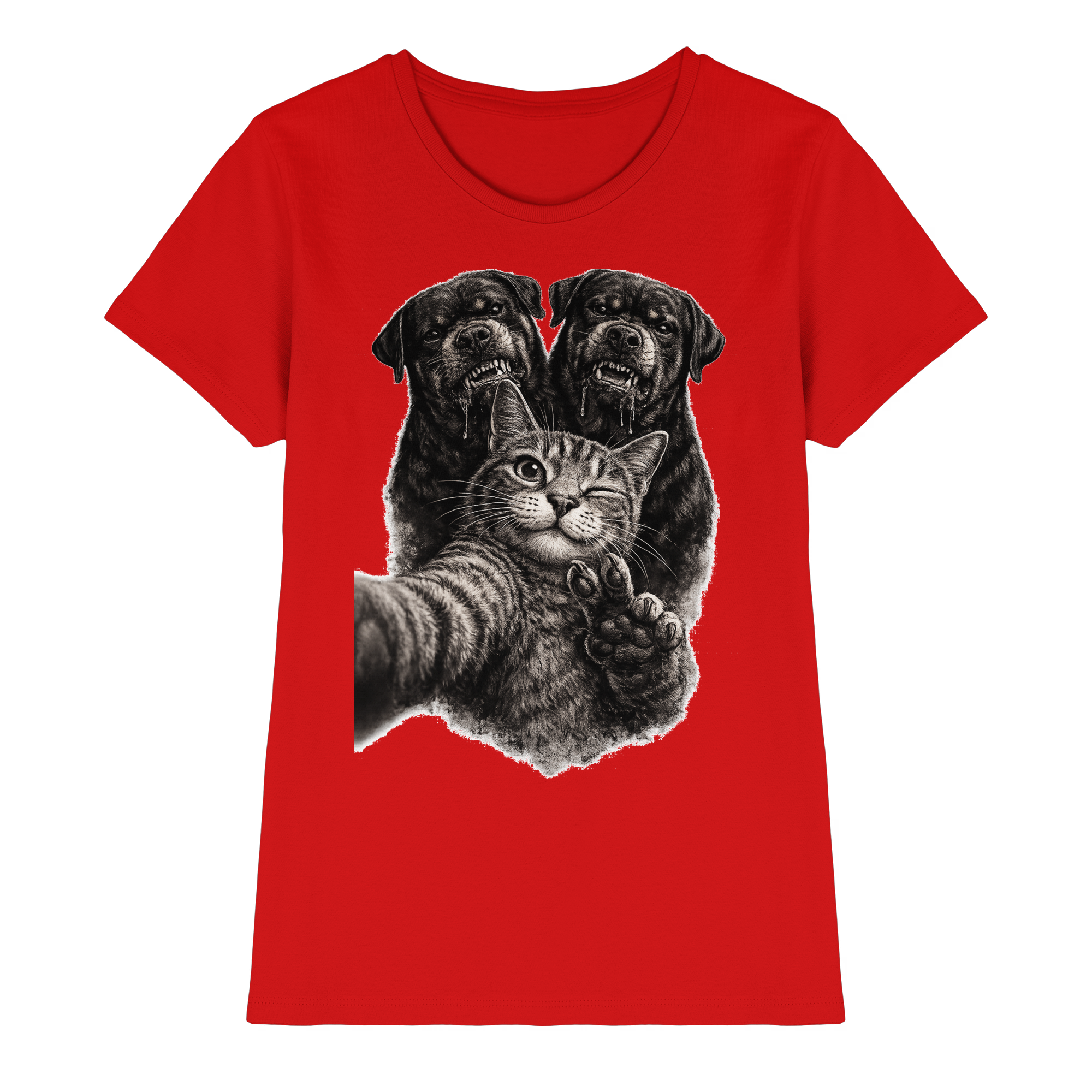 Rottweiler Katze Selfie Geschenk Lustig - Damen Premium Shirt