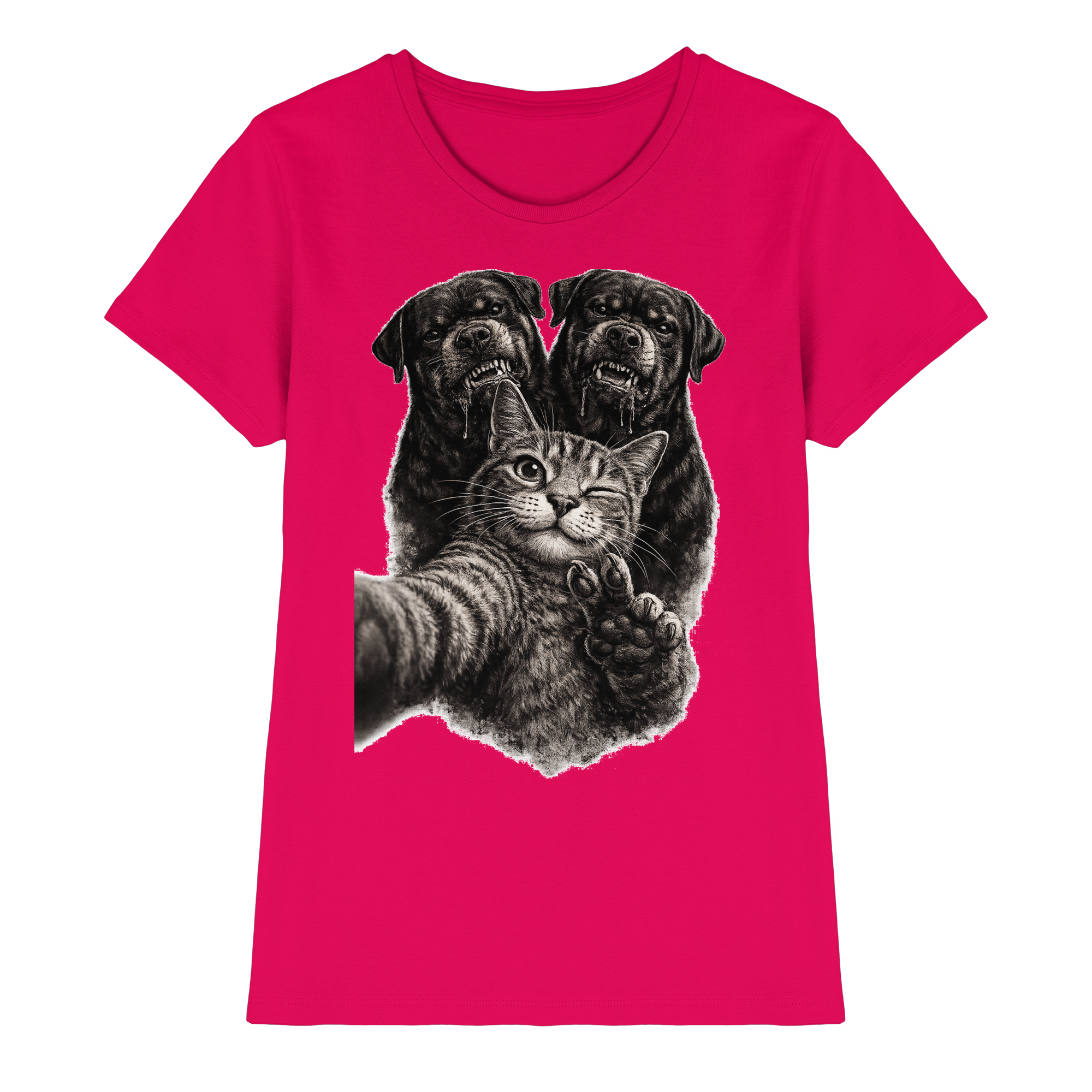 Rottweiler Katze Selfie Geschenk Lustig - Damen Premium Shirt