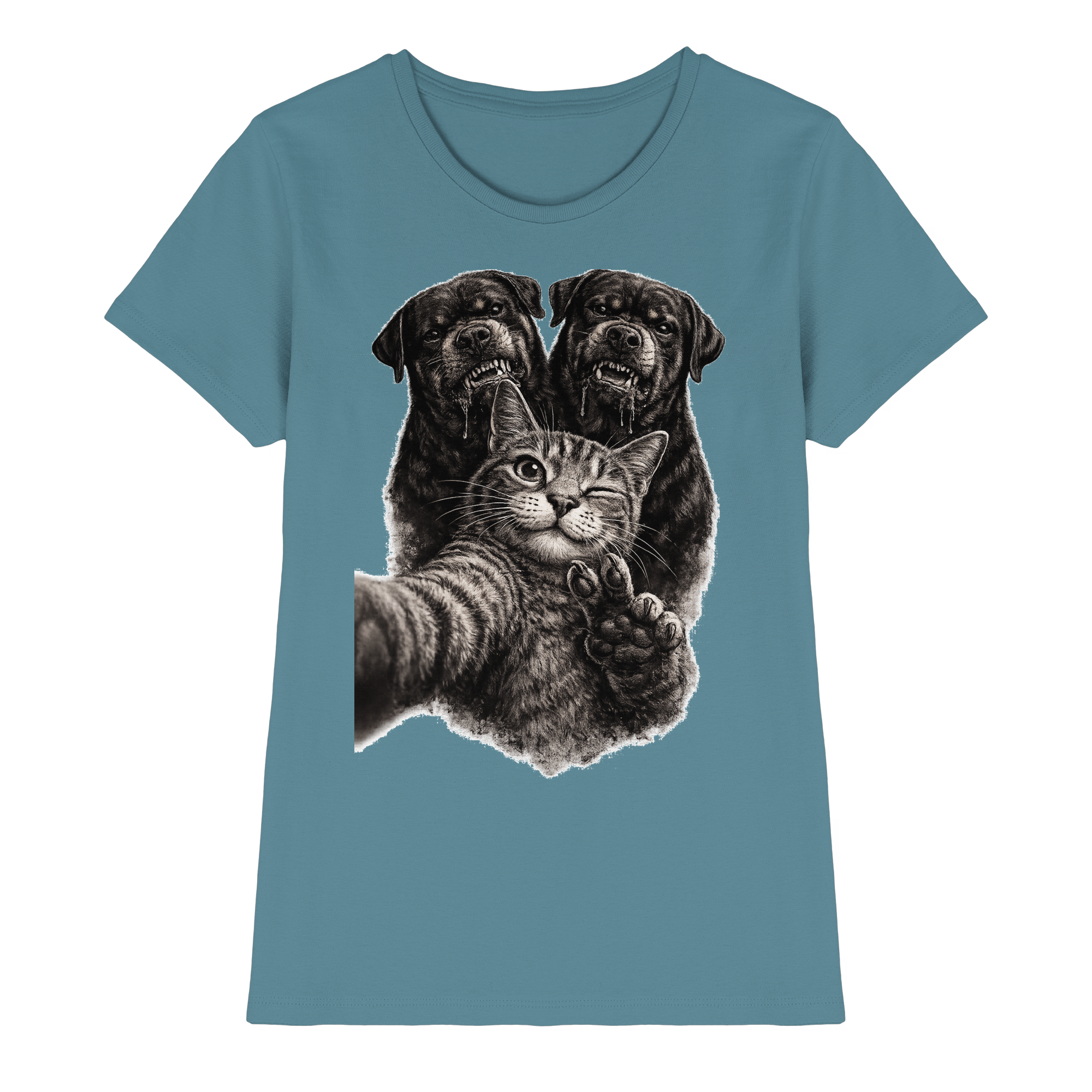 Rottweiler Katze Selfie Geschenk Lustig - Damen Premium Shirt