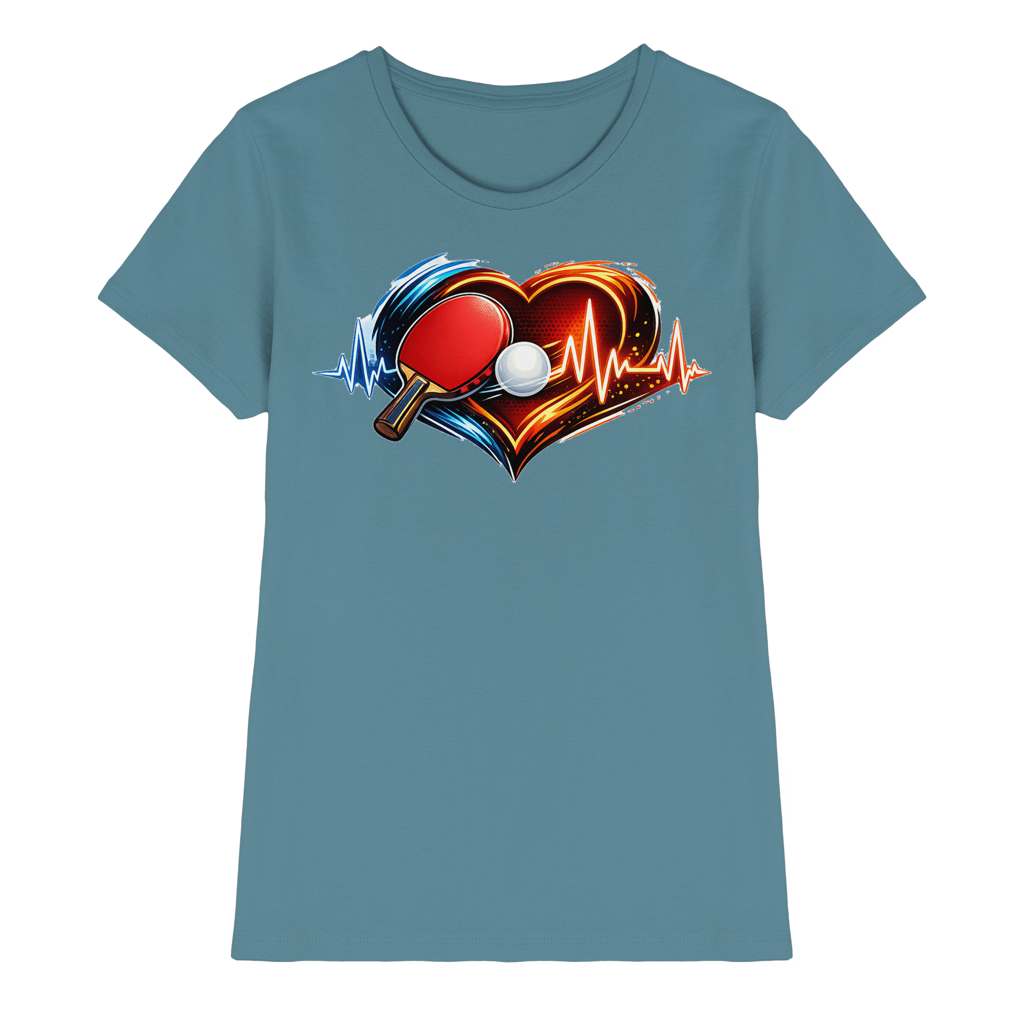 Tischtennis EKG Herz Geschenk - Damen Premium Shirt