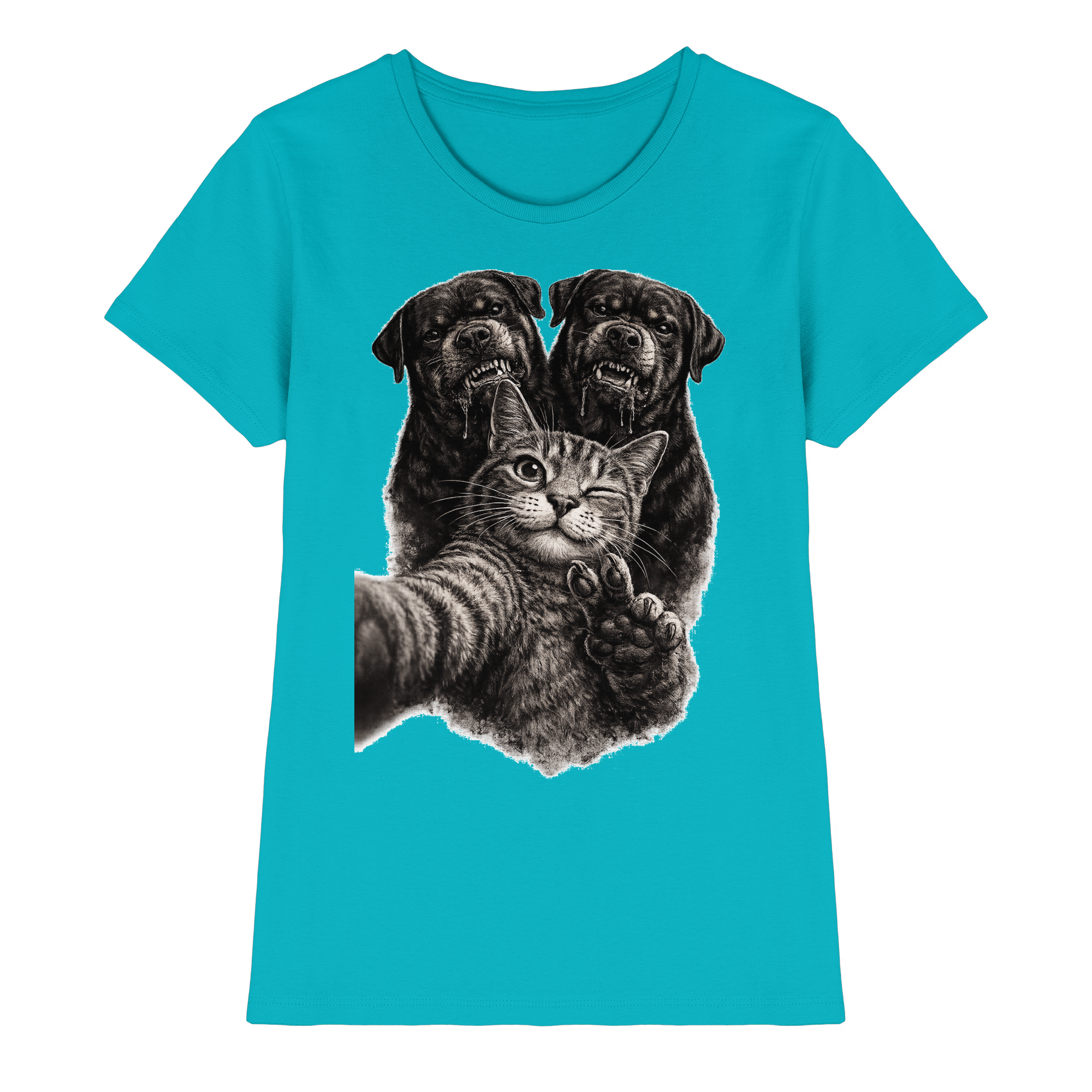 Rottweiler Katze Selfie Geschenk Lustig - Damen Premium Shirt