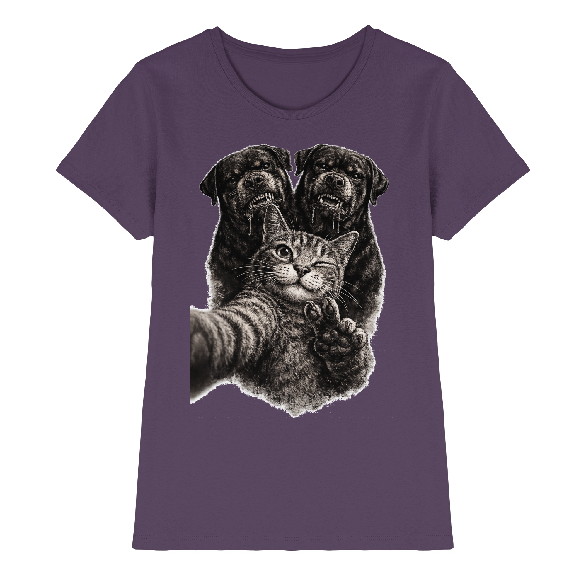 Rottweiler Katze Selfie Geschenk Lustig - Damen Premium Shirt