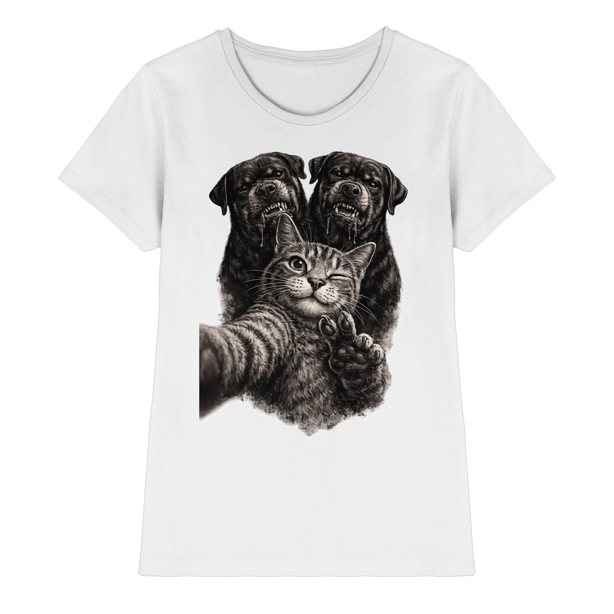 Rottweiler Katze Selfie Geschenk Lustig - Damen Premium Shirt