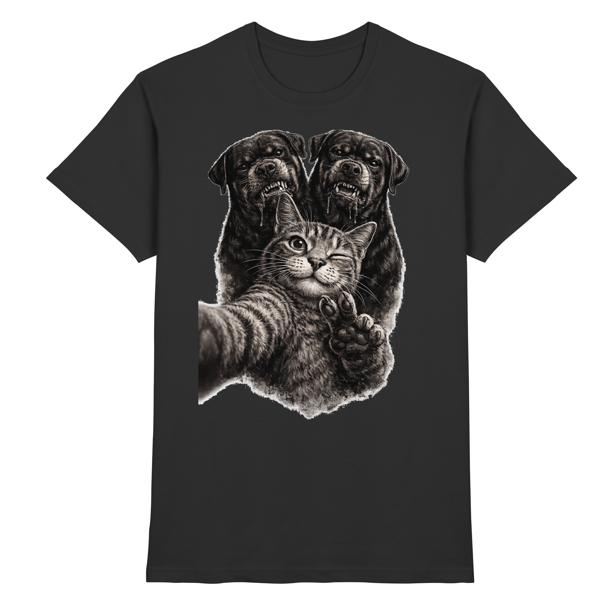 Rottweiler Katze Selfie Geschenk Lustig - Premium Shirt