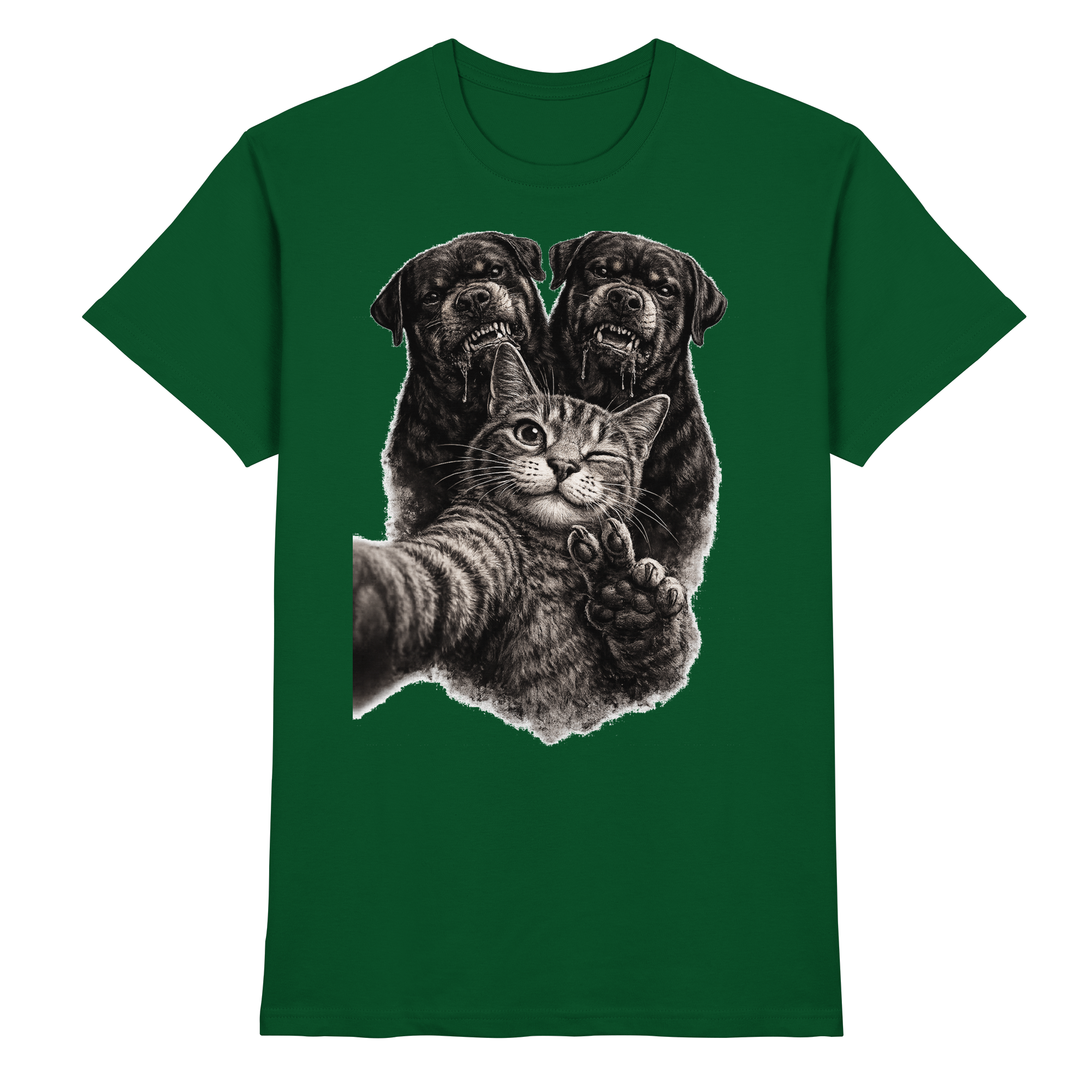 Rottweiler Katze Selfie Geschenk Lustig - Premium Shirt