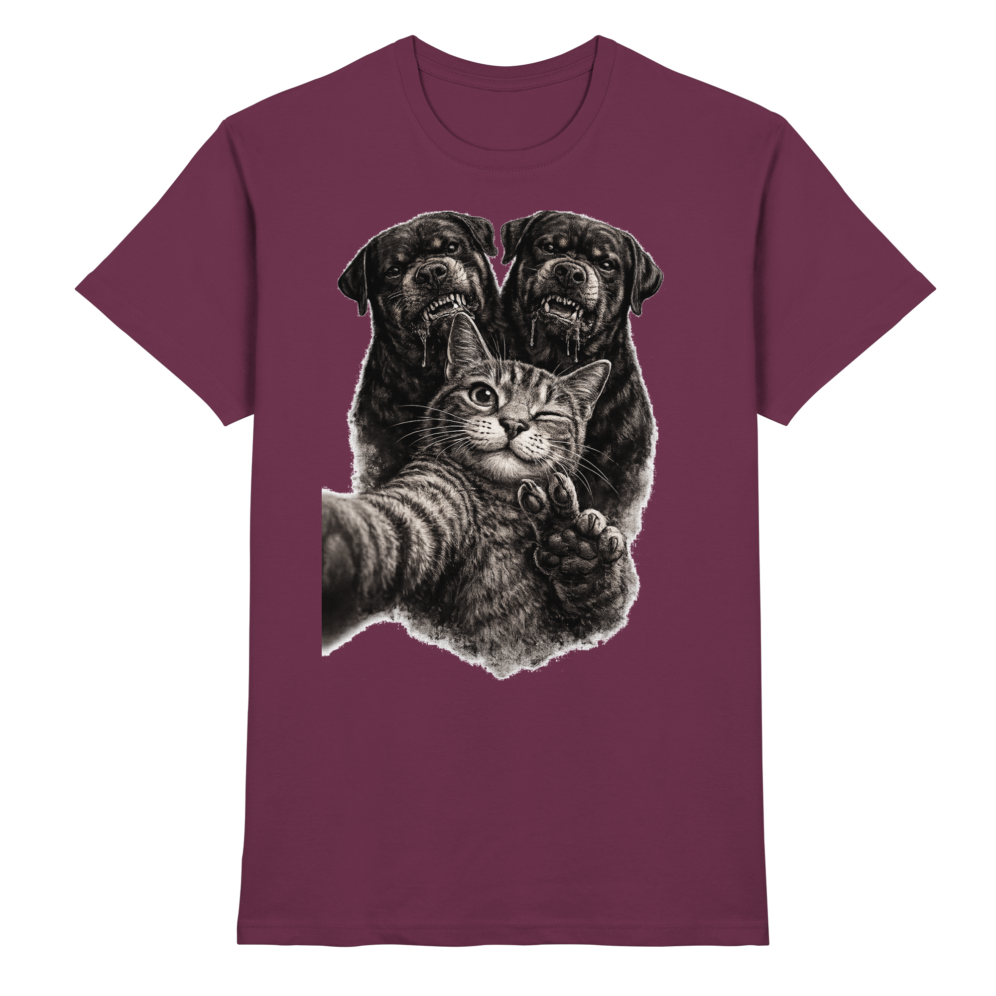 Rottweiler Katze Selfie Geschenk Lustig - Premium Shirt