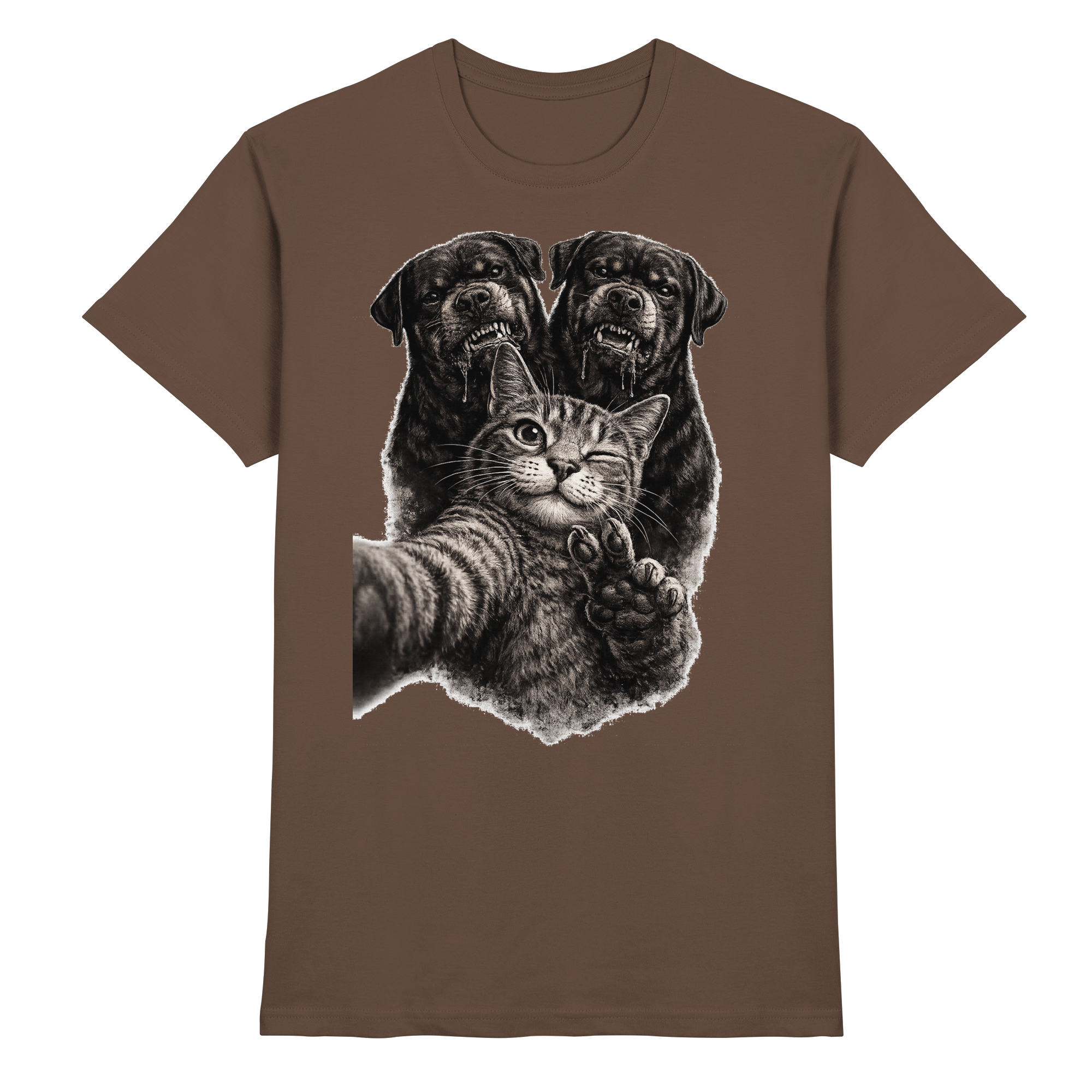 Rottweiler Katze Selfie Geschenk Lustig - Premium Shirt
