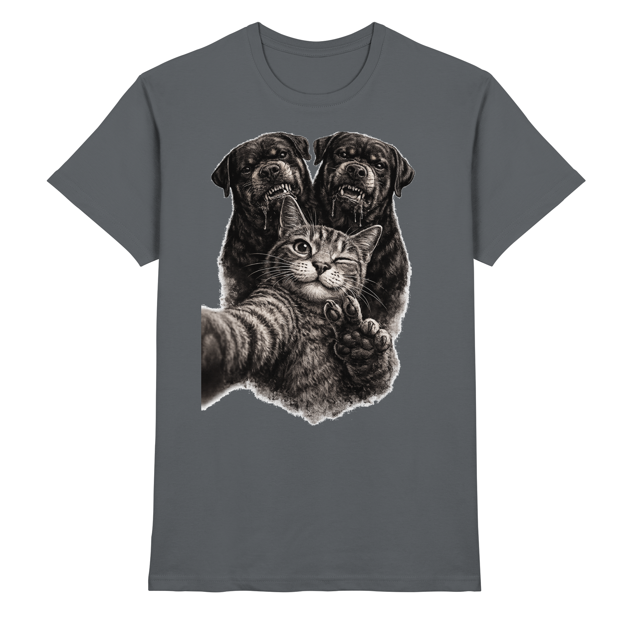 Rottweiler Katze Selfie Geschenk Lustig - Premium Shirt