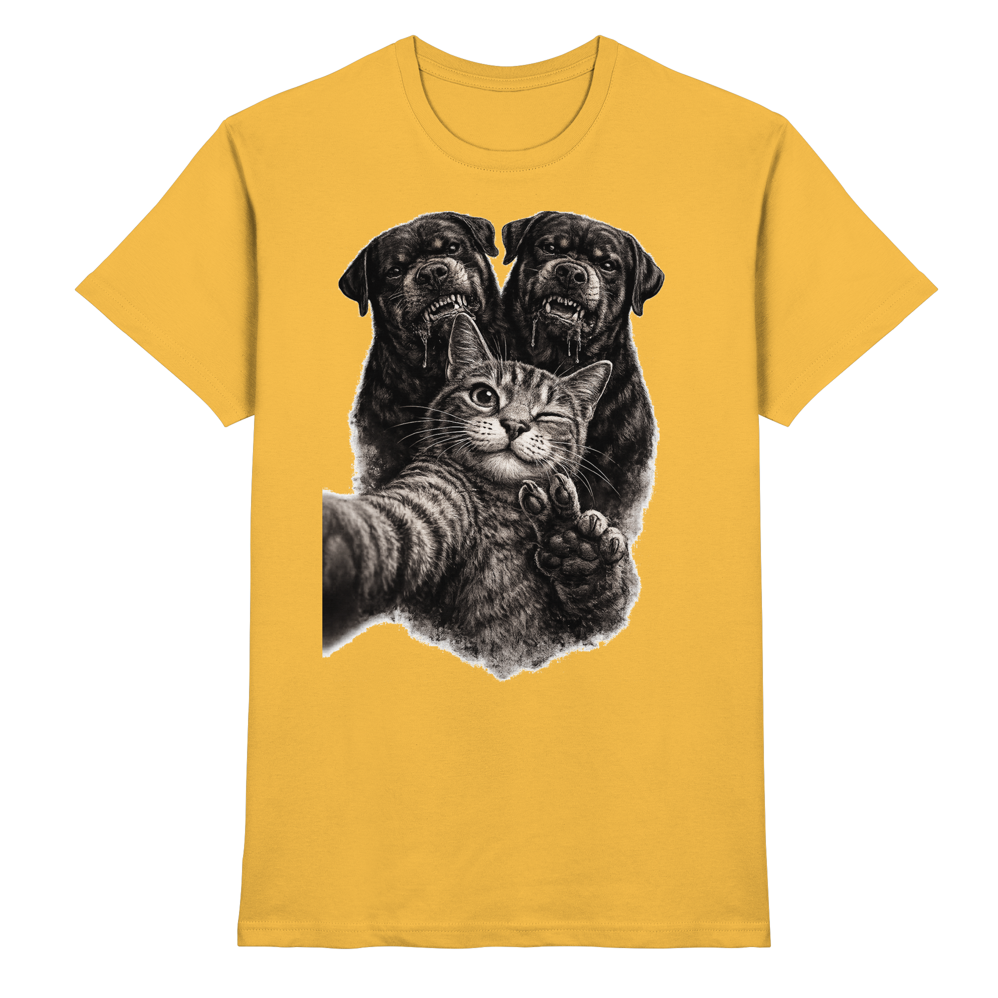 Rottweiler Katze Selfie Geschenk Lustig - Premium Shirt