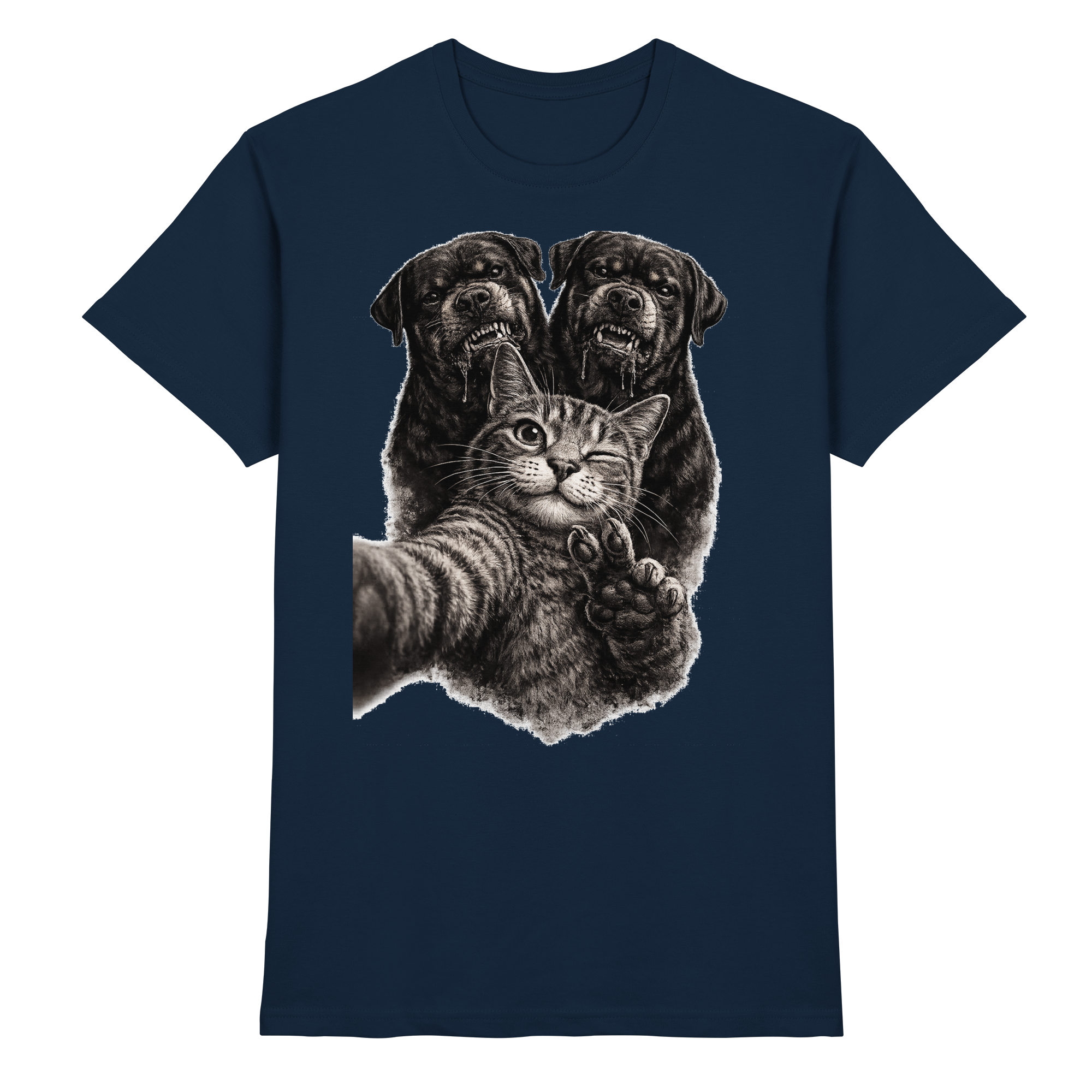 Rottweiler Katze Selfie Geschenk Lustig - Premium Shirt