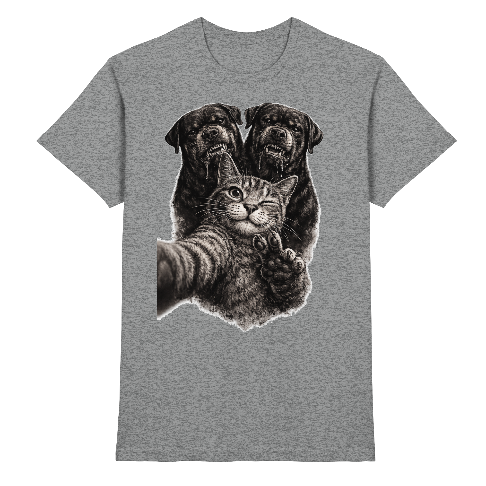 Rottweiler Katze Selfie Geschenk Lustig - Premium Shirt