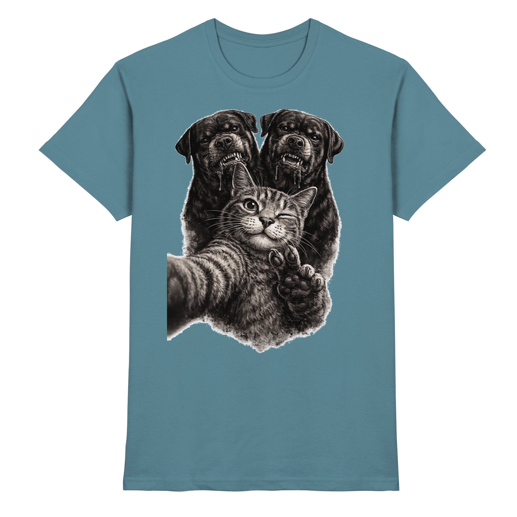 Rottweiler Katze Selfie Geschenk Lustig - Premium Shirt