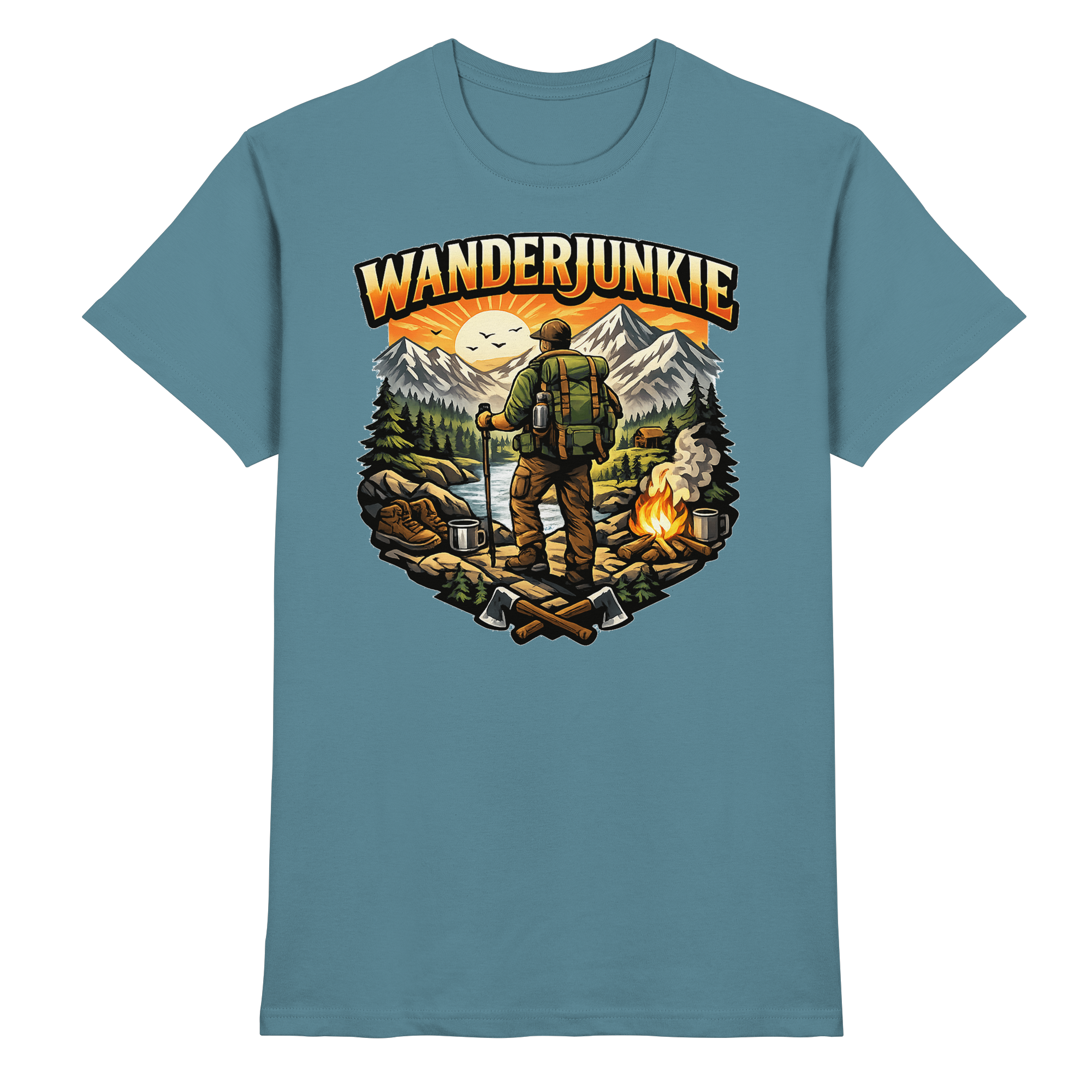 Wanderjunkie Wandern Outdoor Geschenk - Premium Shirt