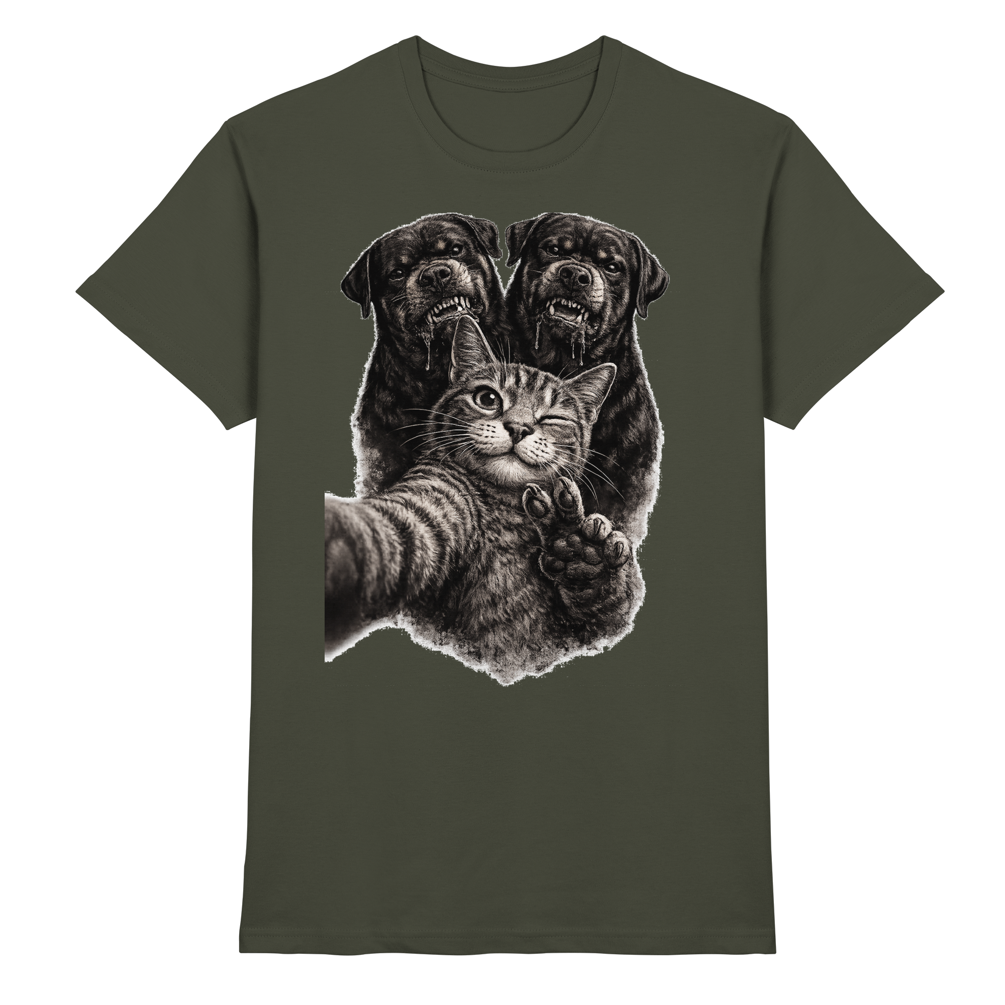 Rottweiler Katze Selfie Geschenk Lustig - Premium Shirt