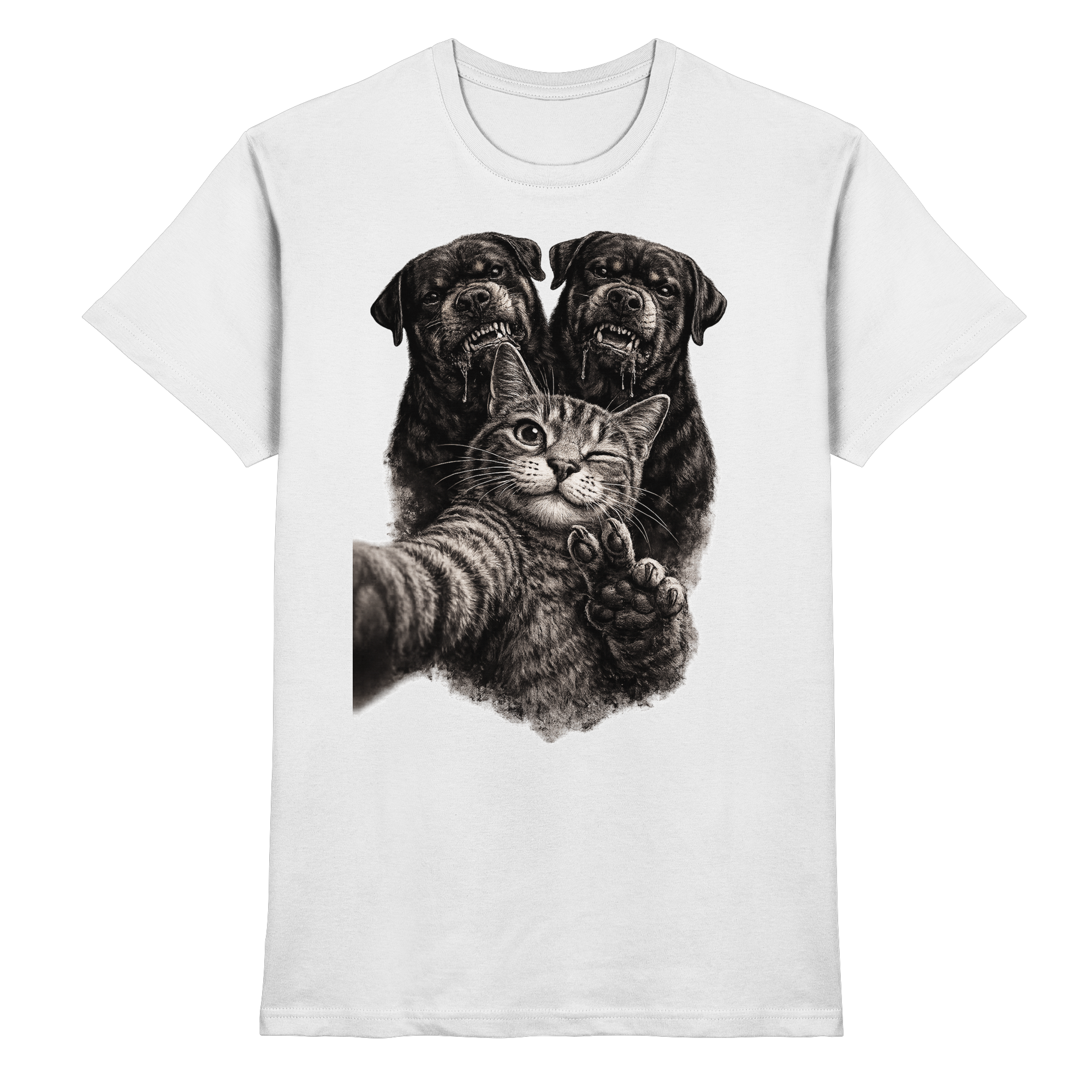 Rottweiler Katze Selfie Geschenk Lustig - Premium Shirt